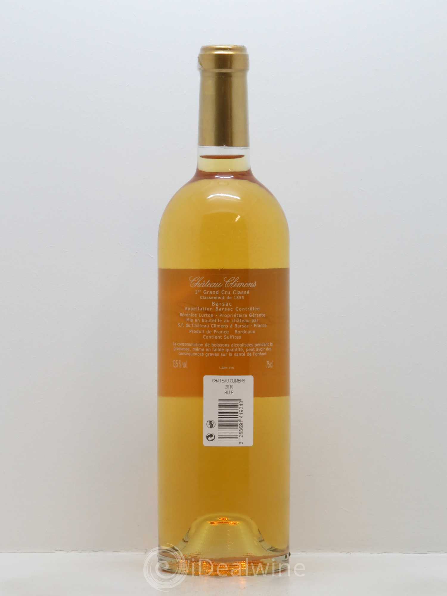 Château Climens 1er Grand Cru Classé 2010 - Lotto di 1 bottiglia - 1