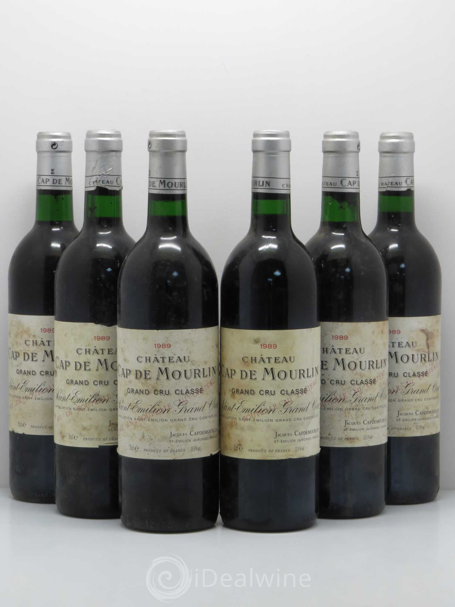 Château Cap de Mourlin Grand Cru Classé 1989 - Lot de 6 bouteilles - 0