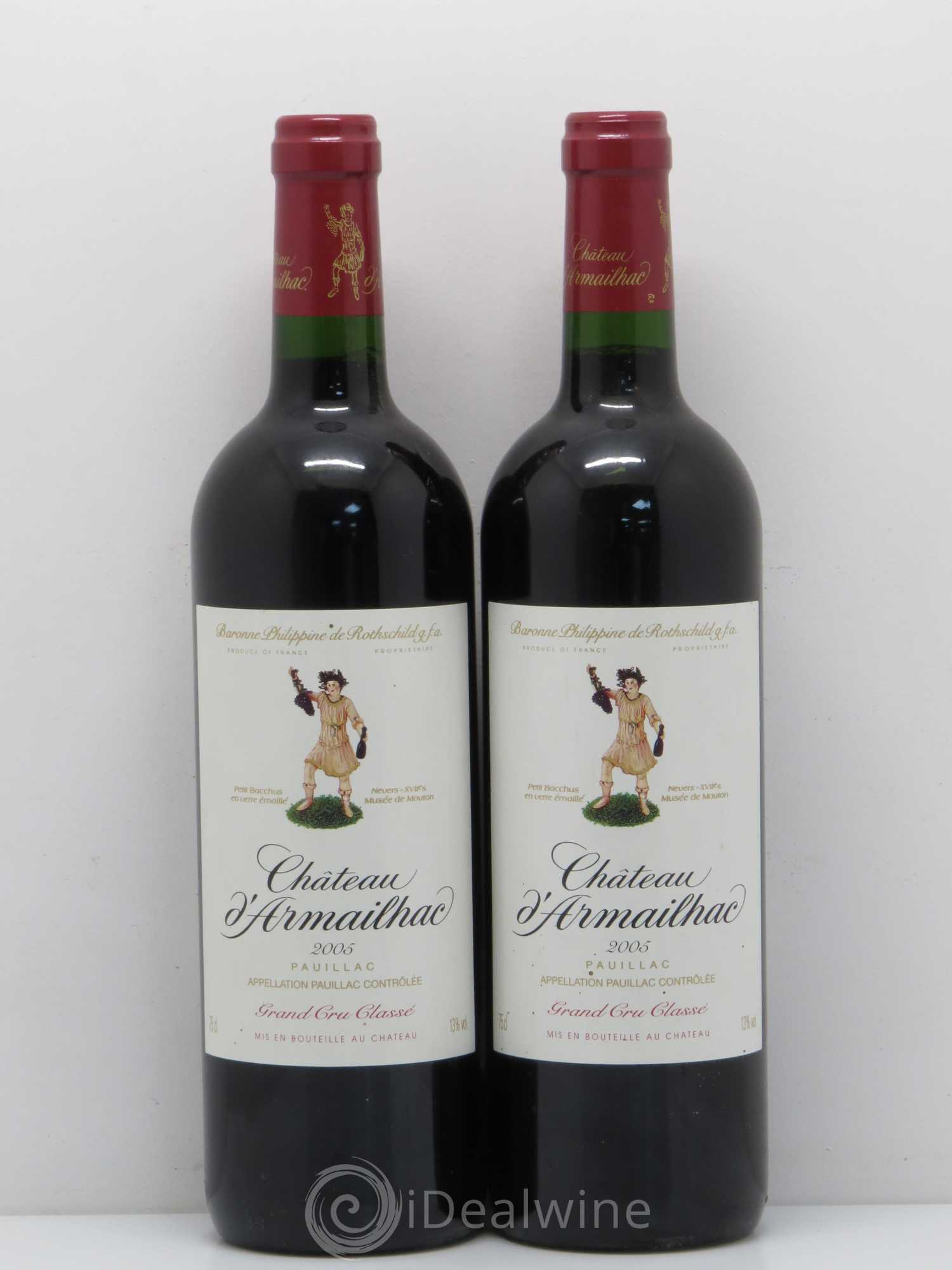 Château d' Armailhac - Mouton Baron(ne) Philippe 5ème Grand Cru Classé 2005 - Lot de 2 bouteilles - 0
