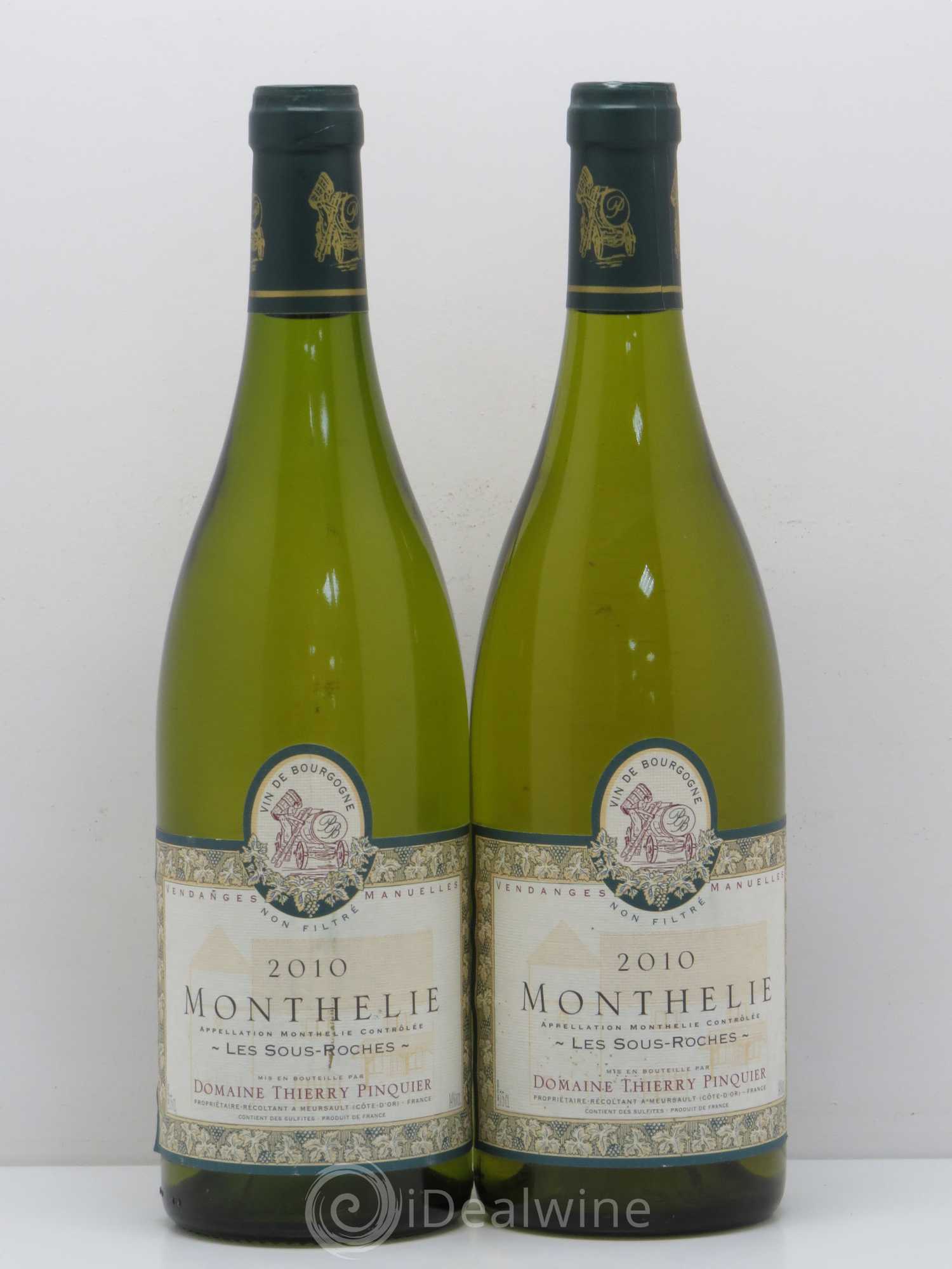 Monthélie 1er Cru Les Sous Roches - Pinquier 2010 - Lot de 2 bouteilles - 0