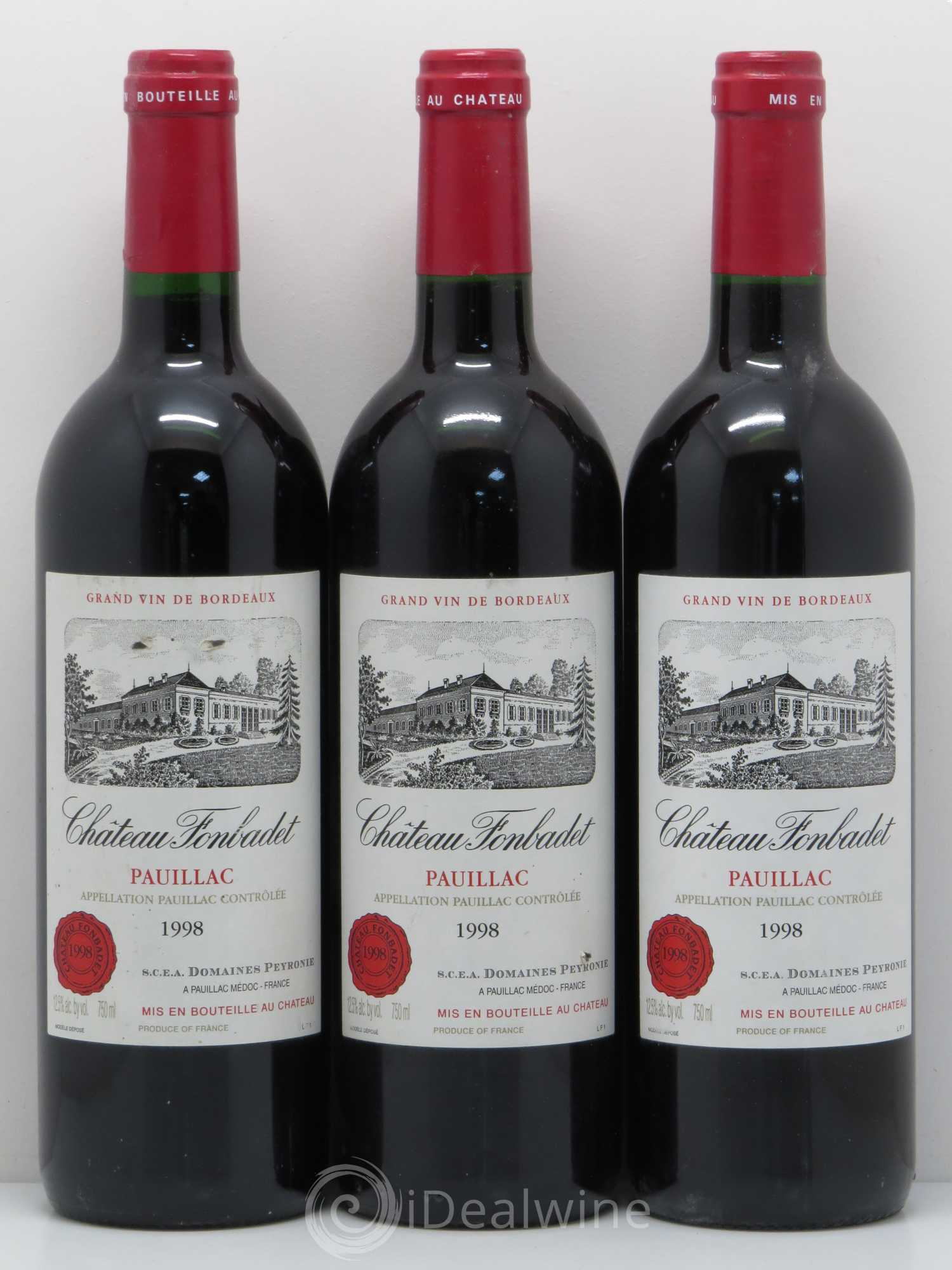 Château Fonbadet 1998 - Lot de 3 bouteilles - 0