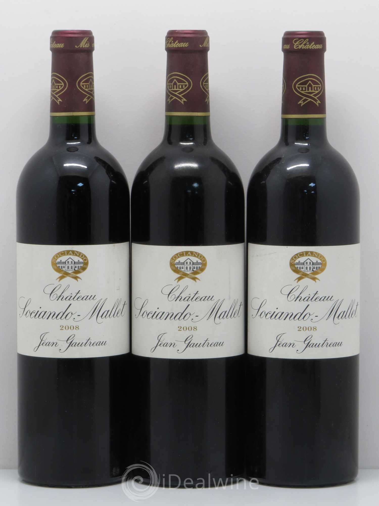 Château Sociando Mallet 2008 - Lot de 3 bouteilles - 0