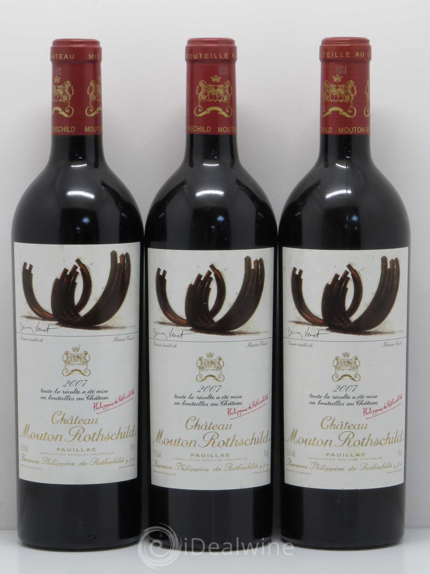 Château Mouton Rothschild 1er Grand Cru Classé 2007 - Lot de 3 bouteilles - 0