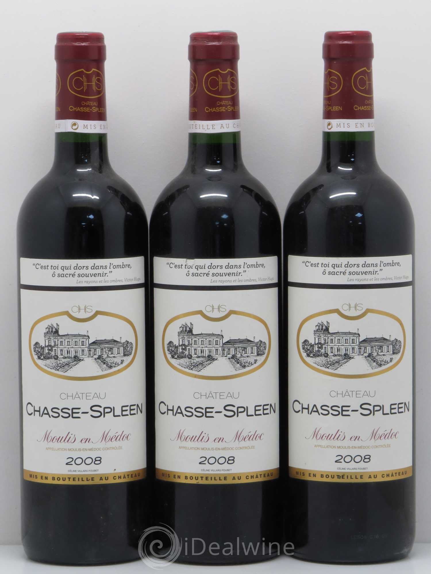 Château Chasse Spleen 2008 - Lot de 3 bouteilles - 0