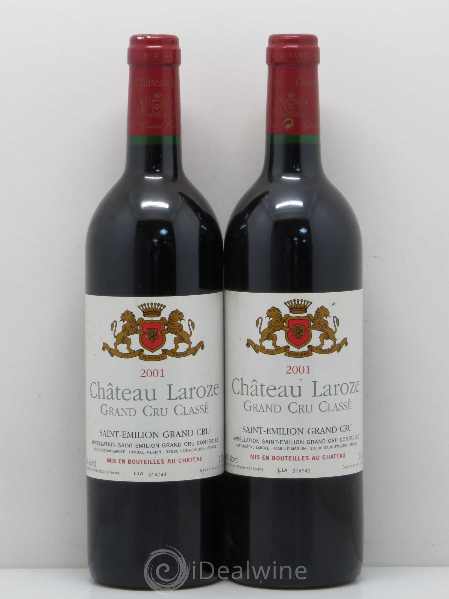 Château Laroze Grand Cru Classé 2001 - Lot de 2 bouteilles - 0