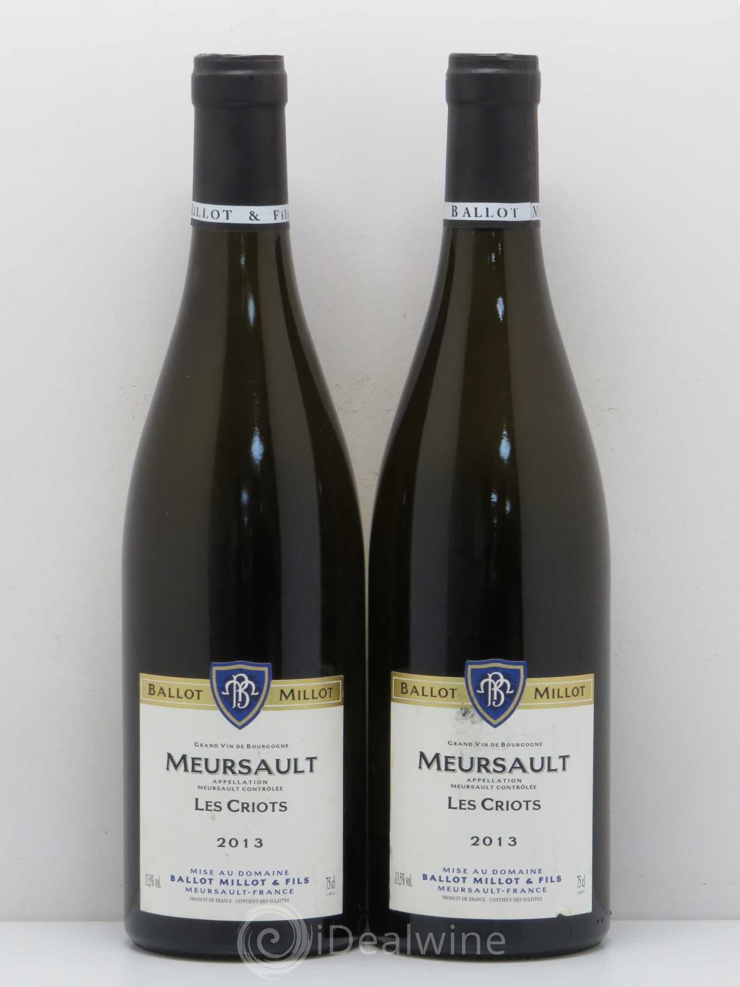 Meursault Les Criots - Ballot Millot 2013 - Posten von 2 Flaschen - 0