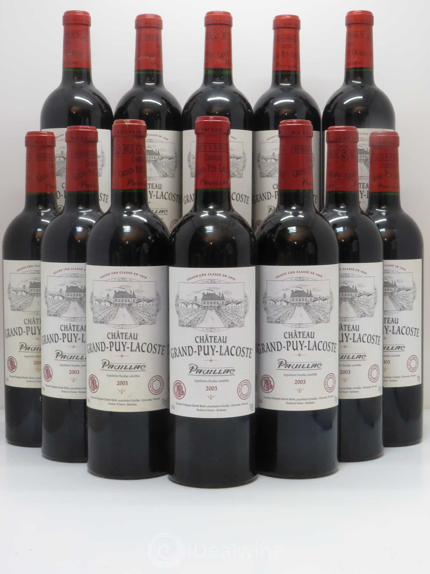 Château Grand Puy Lacoste 5ème Grand Cru Classé 2003 - Lot de 12 bouteilles - 0