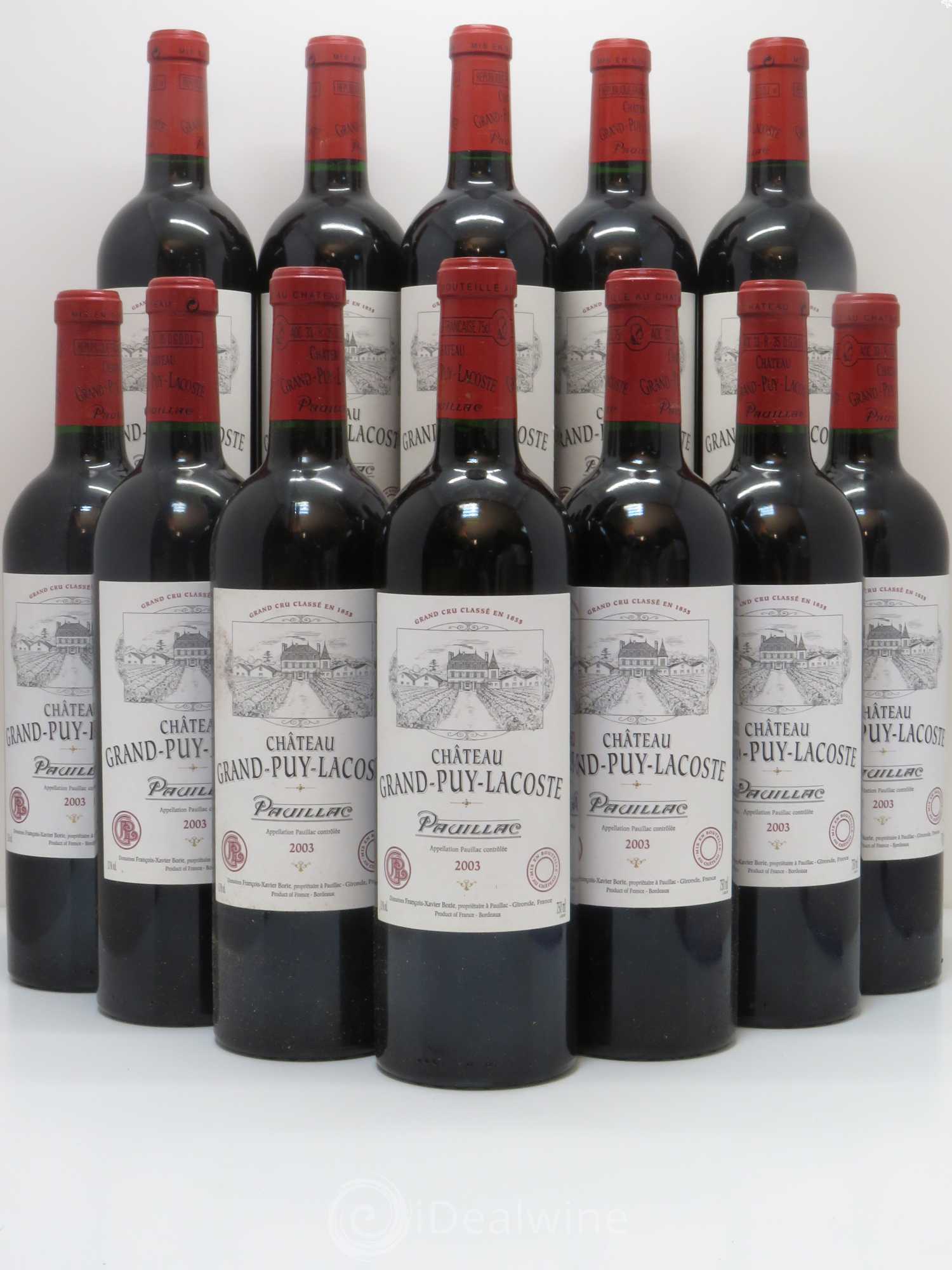 Château Grand Puy Lacoste 5ème Grand Cru Classé 2003 - Lot de 12 bouteilles - 0