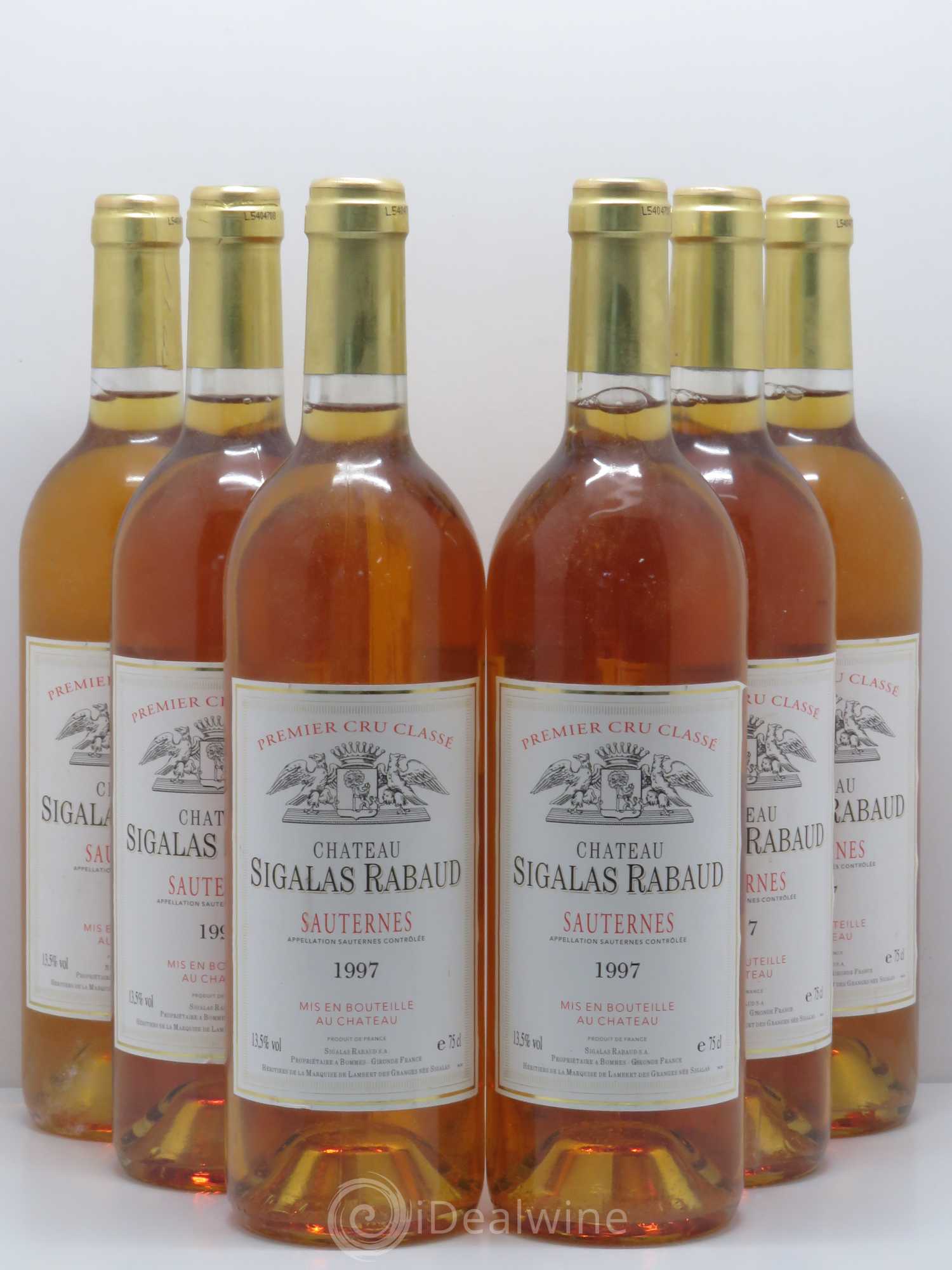 Château Sigalas Rabaud 1er Grand Cru Classé 1997 - Lotto di 6 bottiglie - 0