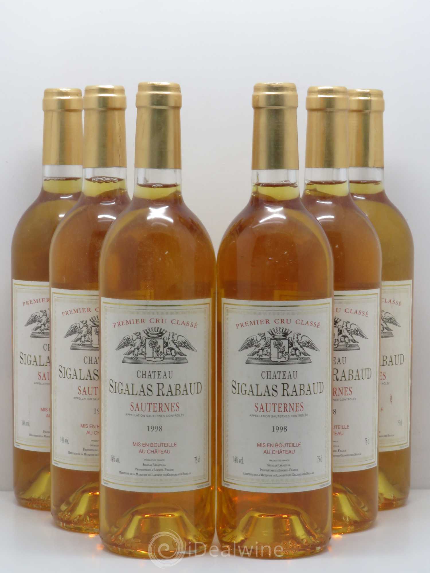 Château Sigalas Rabaud 1er Grand Cru Classé 1998 - Lotto di 6 bottiglie - 0