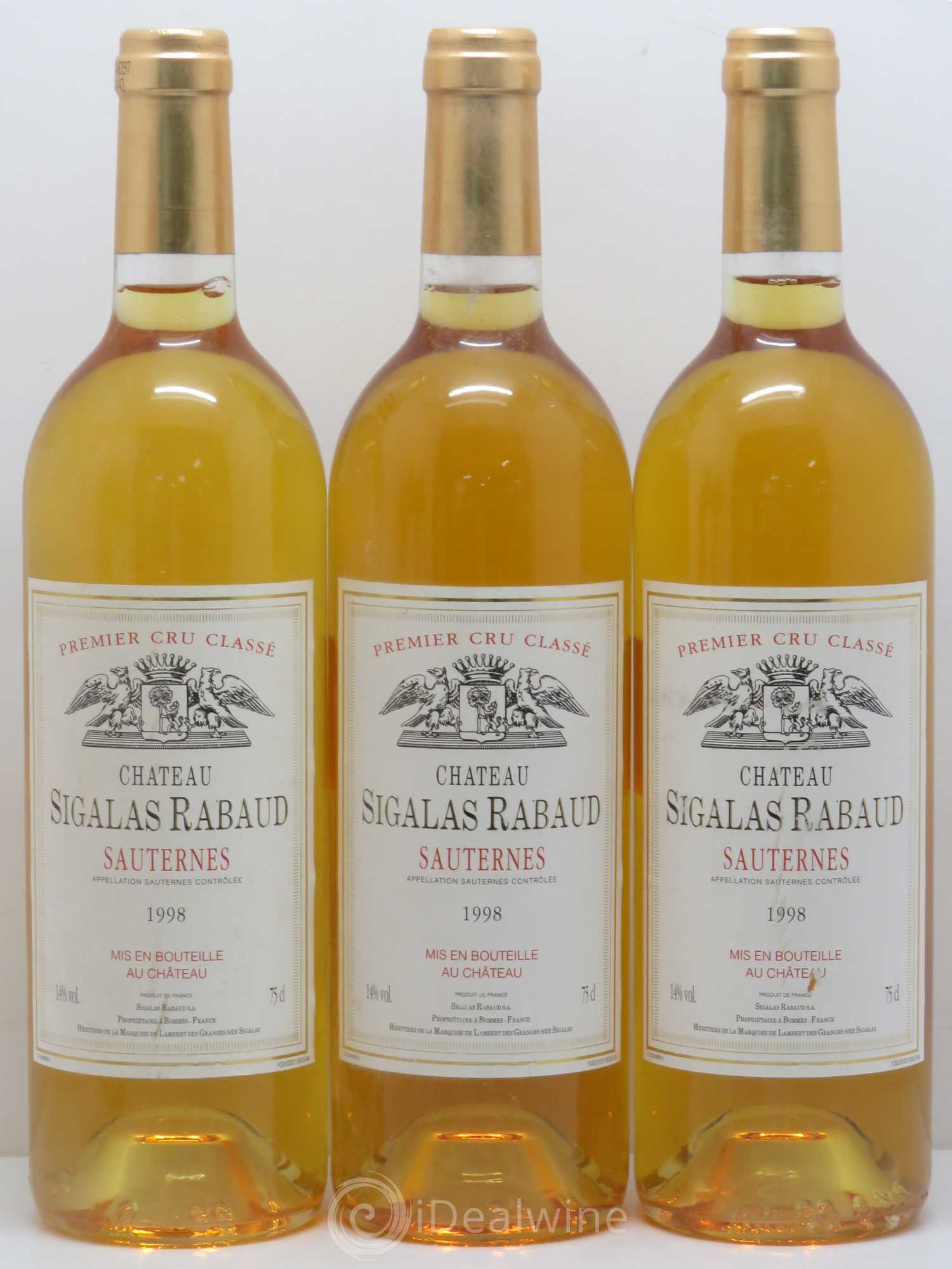 Château Sigalas Rabaud 1er Grand Cru Classé 1998 - Lotto di 5 bottiglie - 1
