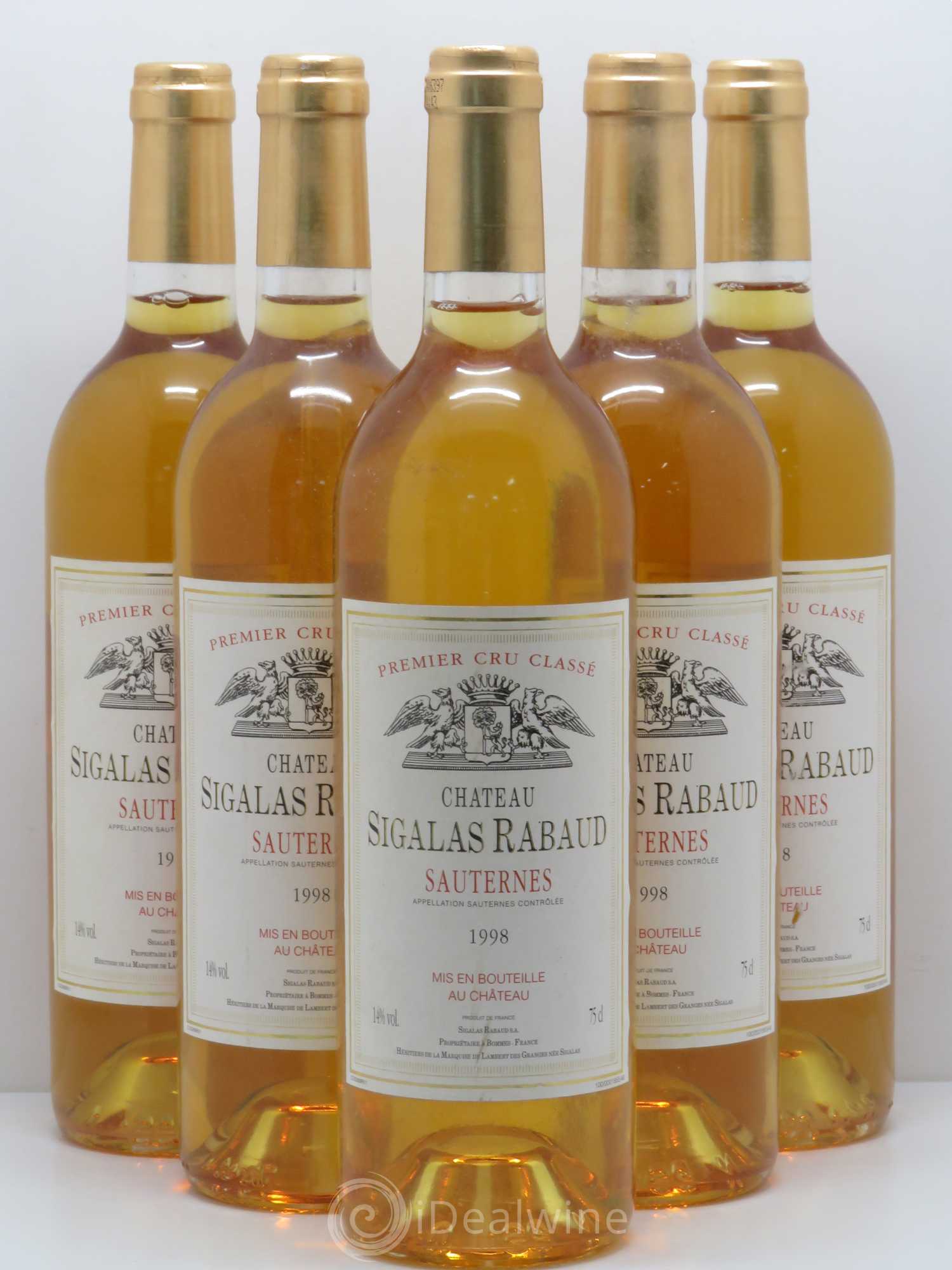 Château Sigalas Rabaud 1er Grand Cru Classé 1998 - Lotto di 5 bottiglie - 0