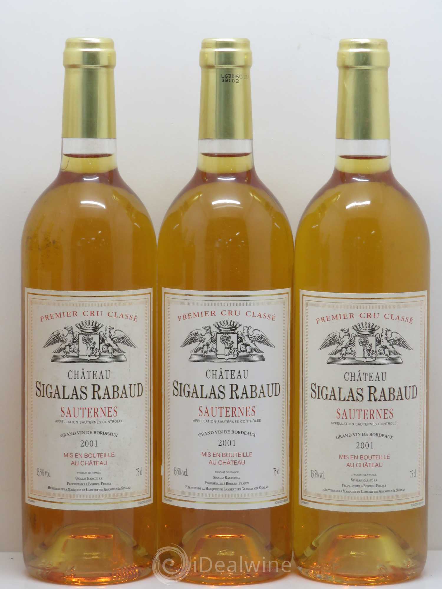 Château Sigalas Rabaud 1er Grand Cru Classé 2001 - Lotto di 6 bottiglie - 1