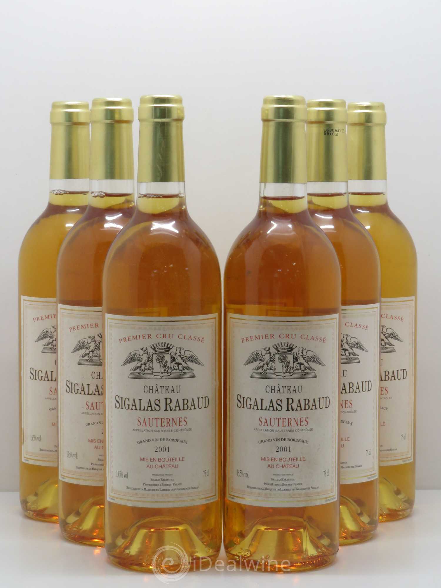 Château Sigalas Rabaud 1er Grand Cru Classé 2001 - Lotto di 6 bottiglie - 0