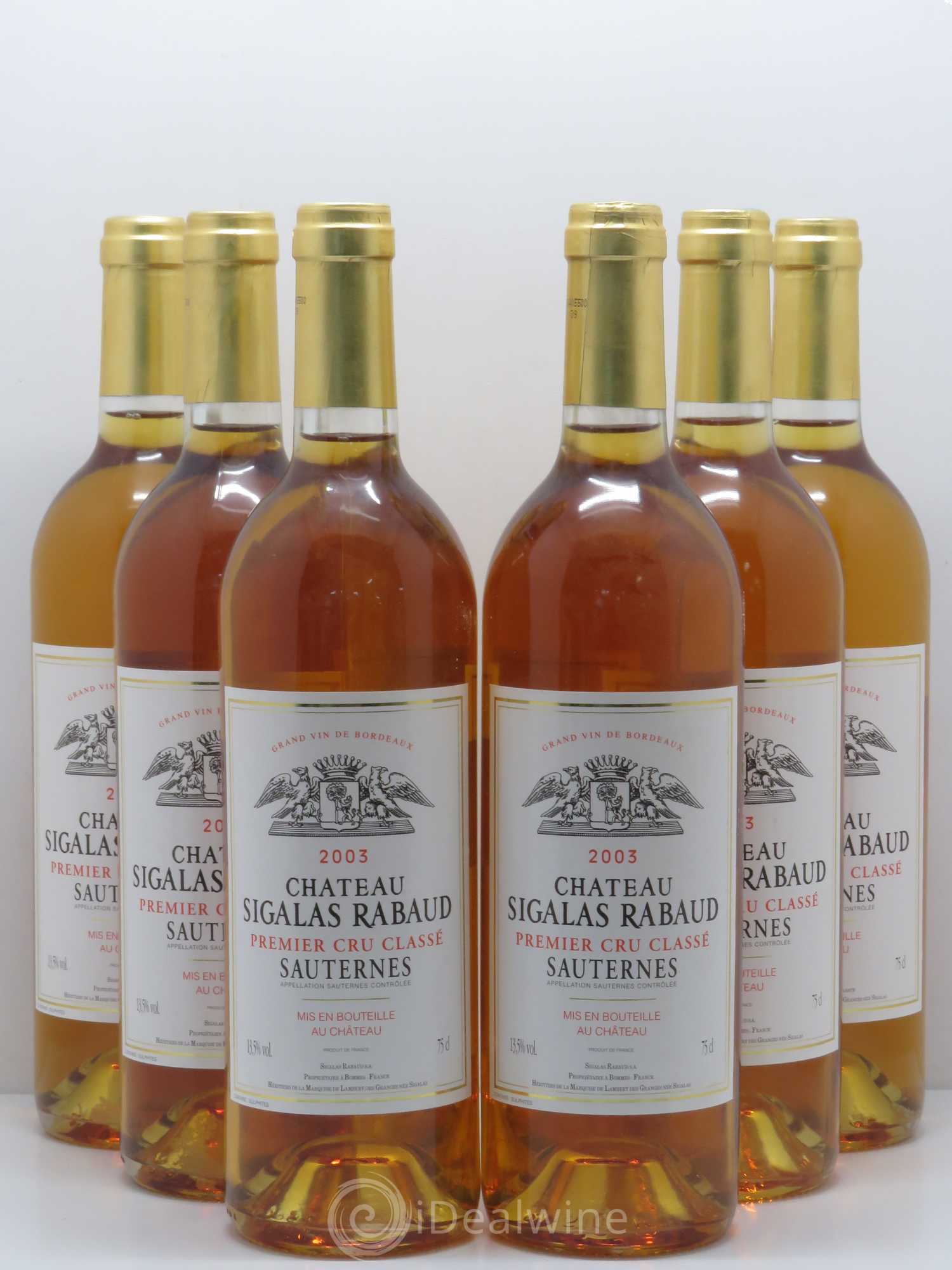 Château Sigalas Rabaud 1er Grand Cru Classé 2003 - Lotto di 6 bottiglie - 0