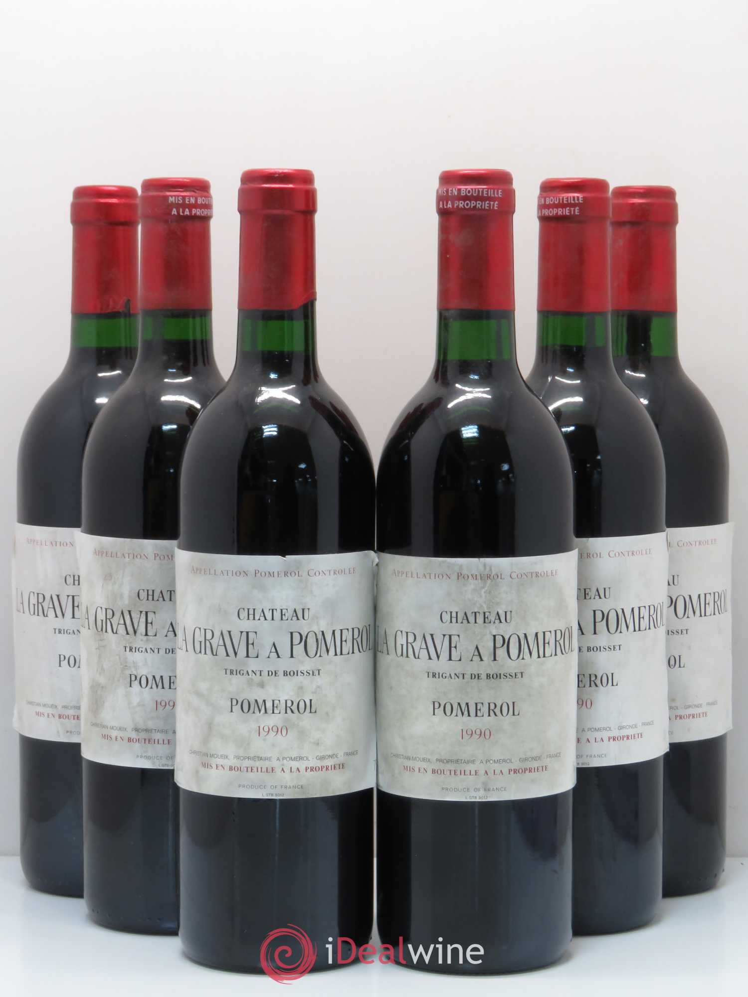 Château La Grave à Pomerol (Trigant de Boisset) 1990 - Lot de 6 bouteilles - 0