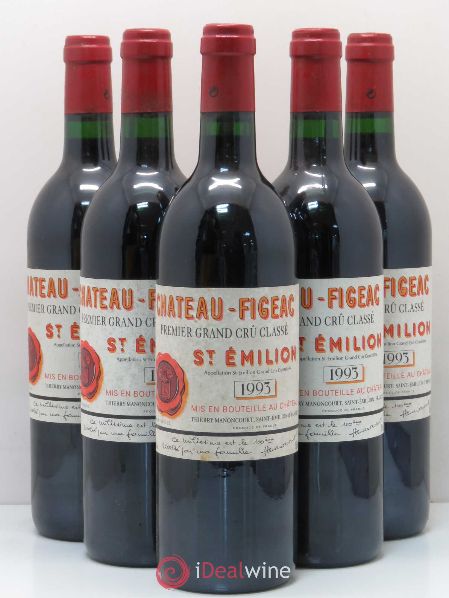 Château Figeac 1er Grand Cru Classé A 1993 - Lot de 5 bouteilles - 0