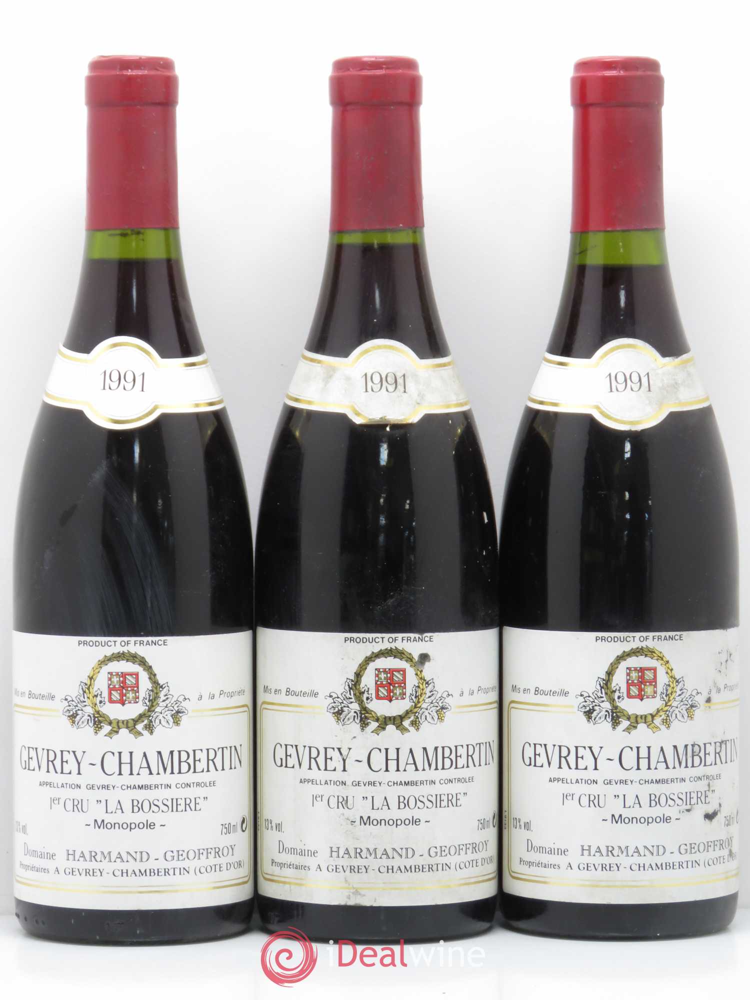 Gevrey-Chambertin 1er Cru La Bossière Harmand-Geoffroy (Domaine) 1991 - Lot de 3 bouteilles - 0