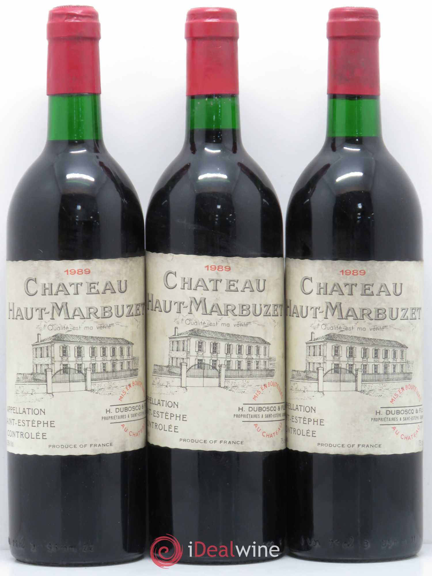 Château Haut Marbuzet 1989 - Lot de 3 bouteilles - 0