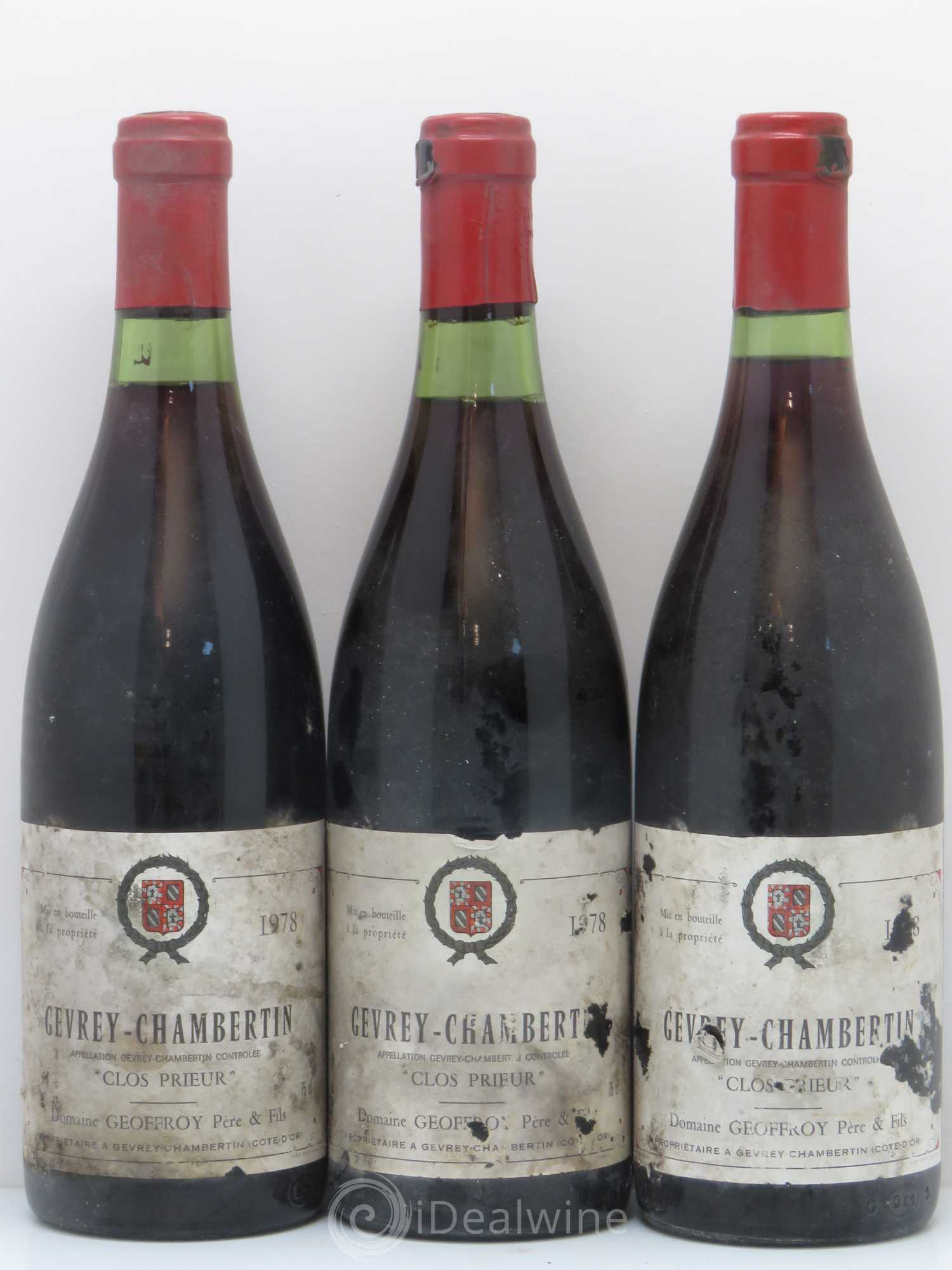Gevrey-Chambertin 1er Cru Clos Prieur Domaine Geoffroy 1978 - Posten von 3 Flaschen - 0