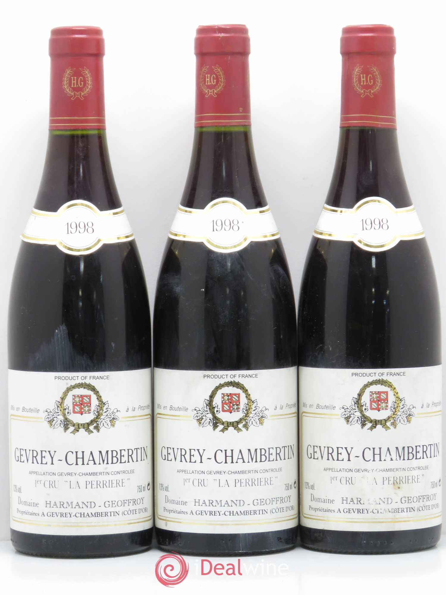 Gevrey-Chambertin 1er Cru La Perrière Harmand-Geoffroy (Domaine) 1998 - Lot de 3 bouteilles - 0