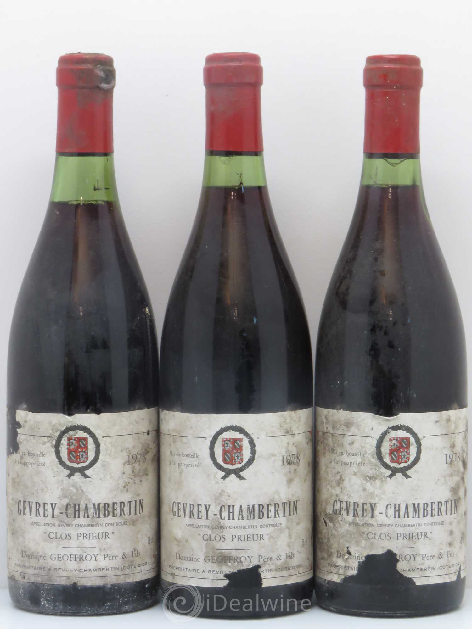 Gevrey-Chambertin 1er Cru Clos Prieur Domaine Geoffroy 1978 - Posten von 3 Flaschen - 0