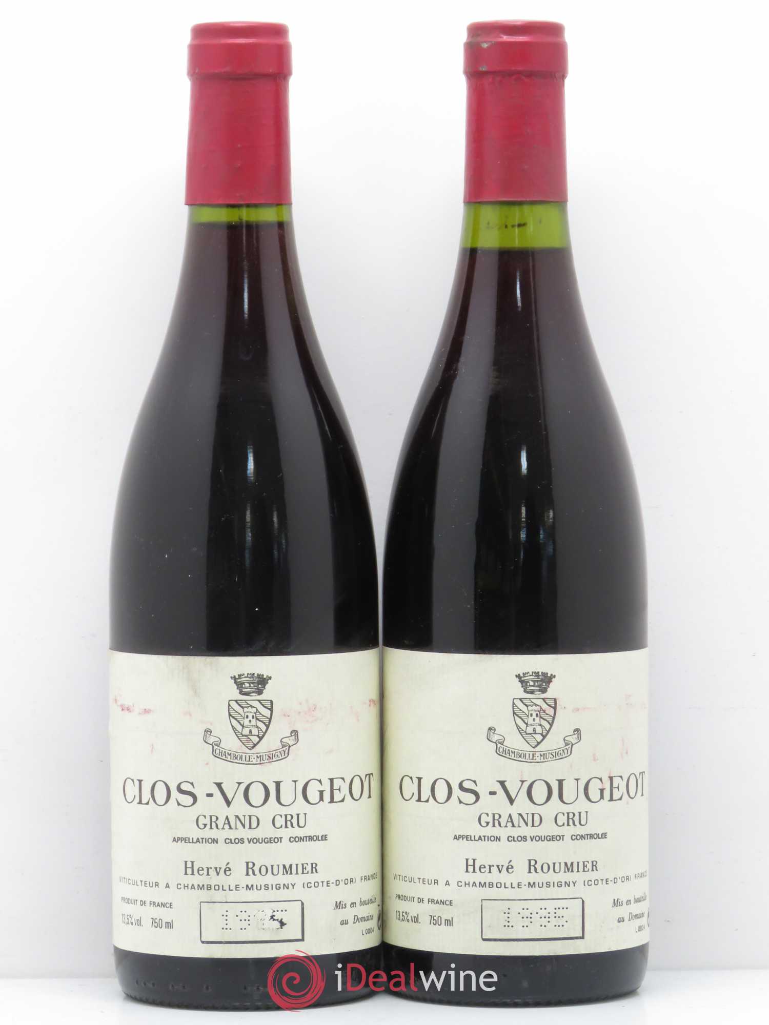 Clos de Vougeot Grand Cru Domaine Hervé Roumier 1995 - Lot de 2 bouteilles - 0