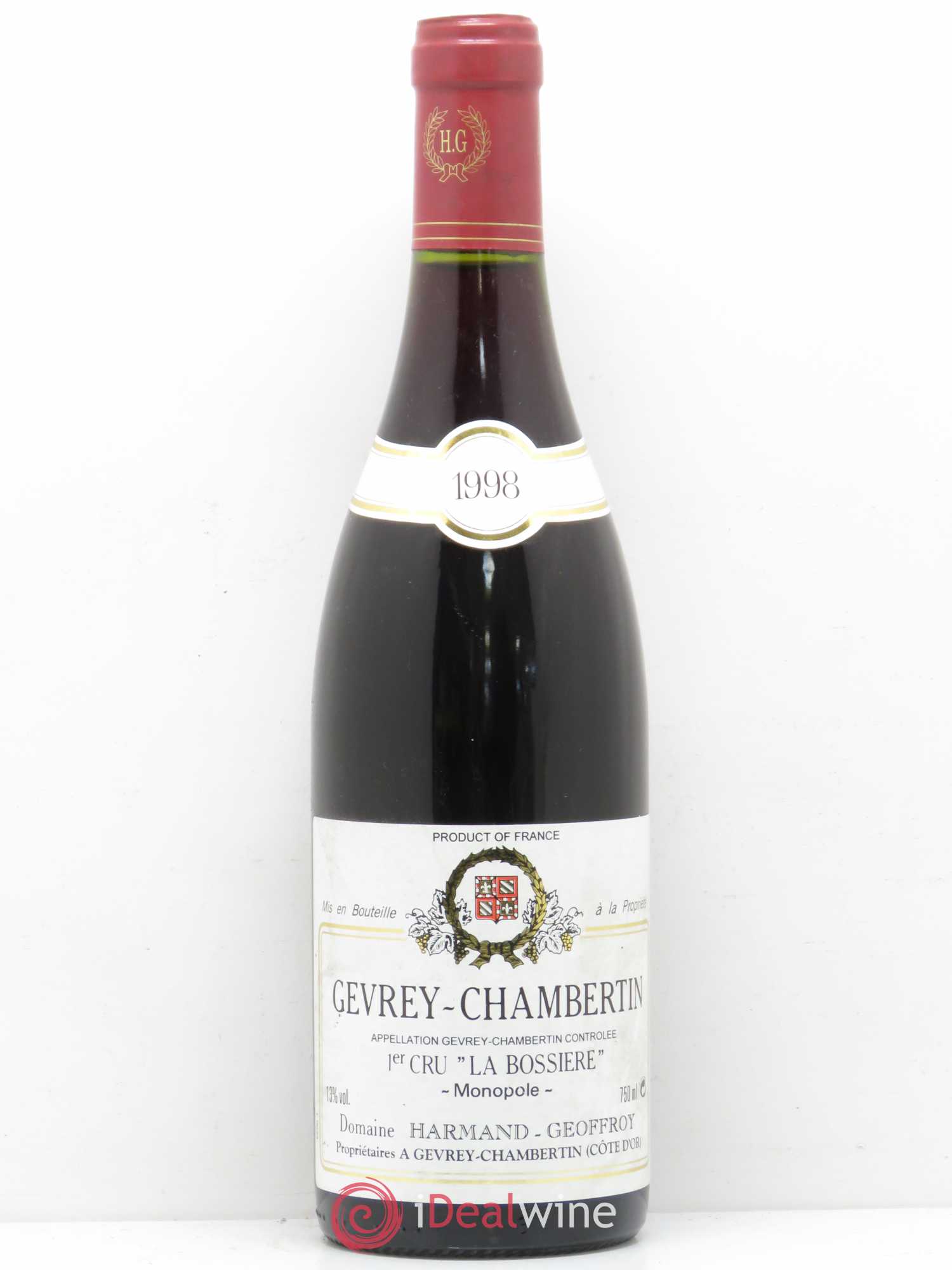 Gevrey-Chambertin 1er Cru La Bossière Harmand-Geoffroy (Domaine) 1998 - Lot de 1 bouteille - 0