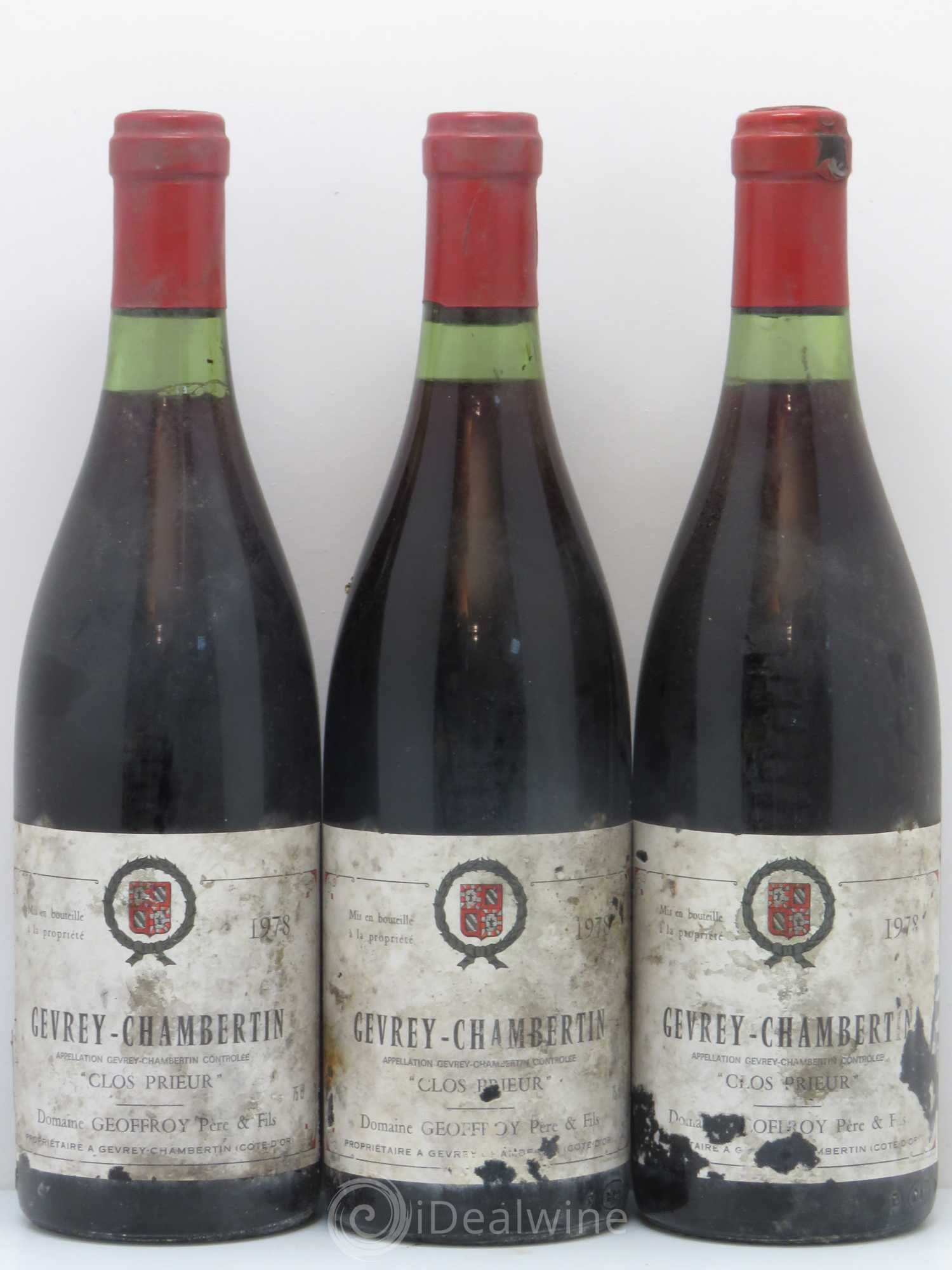 Gevrey-Chambertin 1er Cru Clos Prieur Domaine Geoffroy 1978 - Posten von 3 Flaschen - 0
