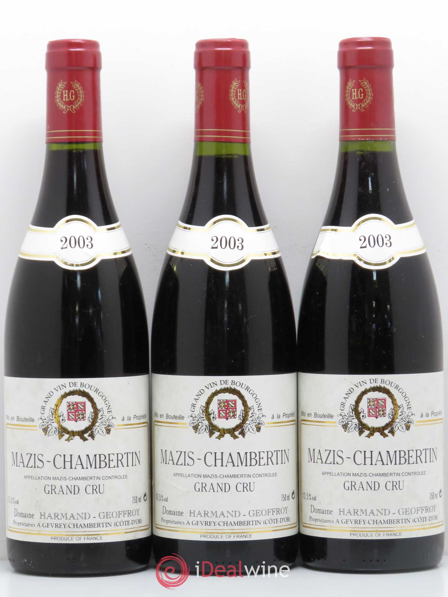 Mazis-Chambertin Grand Cru Harmand-Geoffroy (Domaine) 2003 - Lot de 3 bouteilles - 0