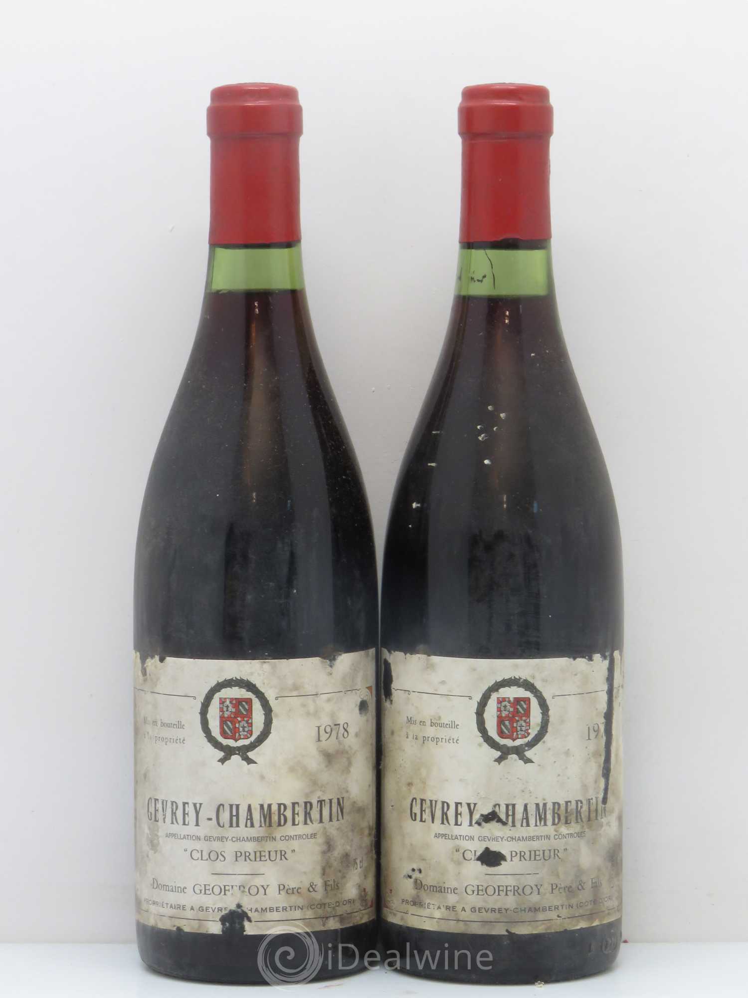 Gevrey-Chambertin 1er Cru Clos Prieur Domaine Geoffroy 1978 - Posten von 2 Flaschen - 0