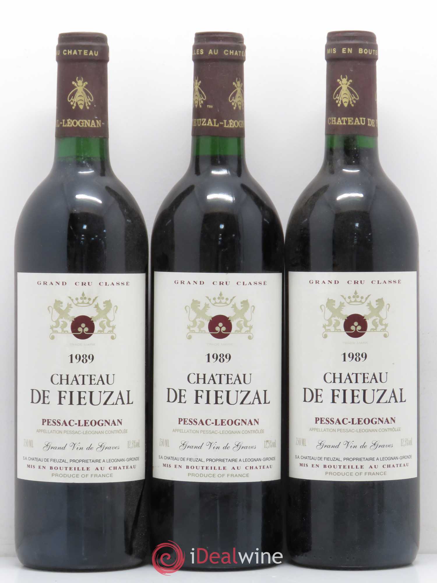 Château de Fieuzal Cru Classé de Graves 1989 - Lot de 3 bouteilles - 0