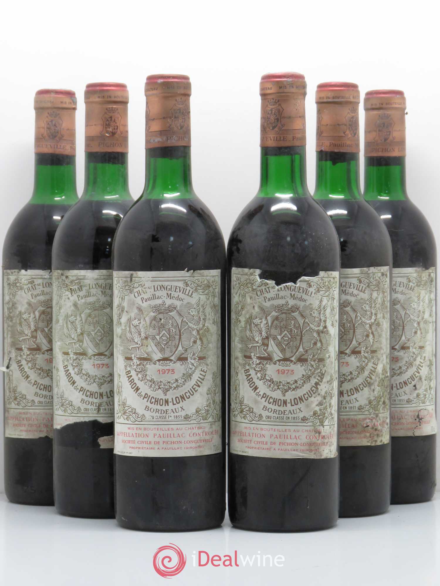 Pichon Longueville Baron 2ème Grand Cru Classé 1973 - Lot de 6 bouteilles - 0