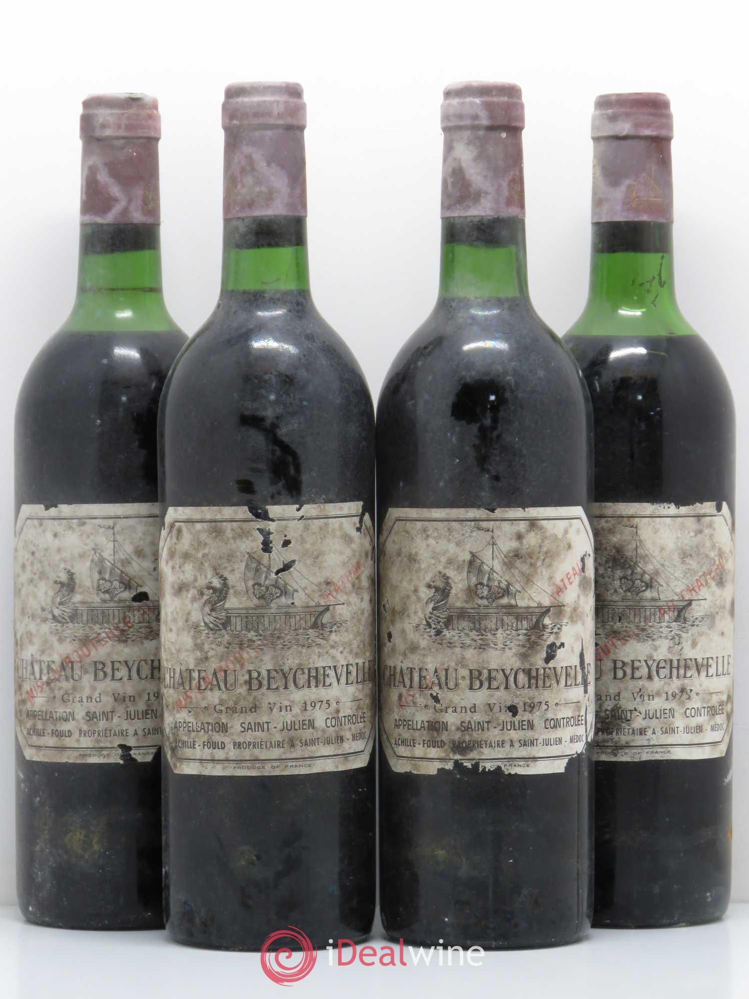 Château Beychevelle 4ème Grand Cru Classé (sans prix de réserve) 1975 - Lot de 4 bouteilles - 0