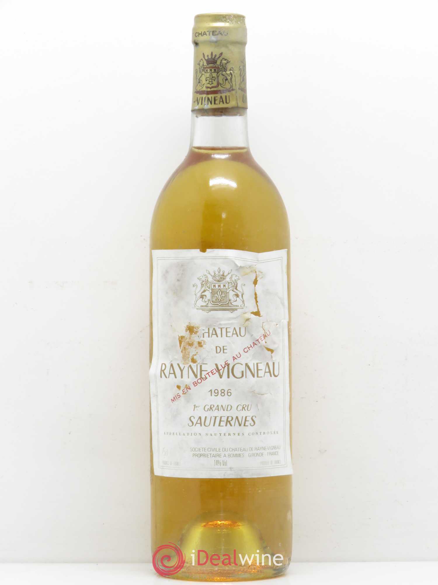 Château de Rayne Vigneau 1er Grand Cru Classé 1986 - Lotto di 1 bottiglia - 0