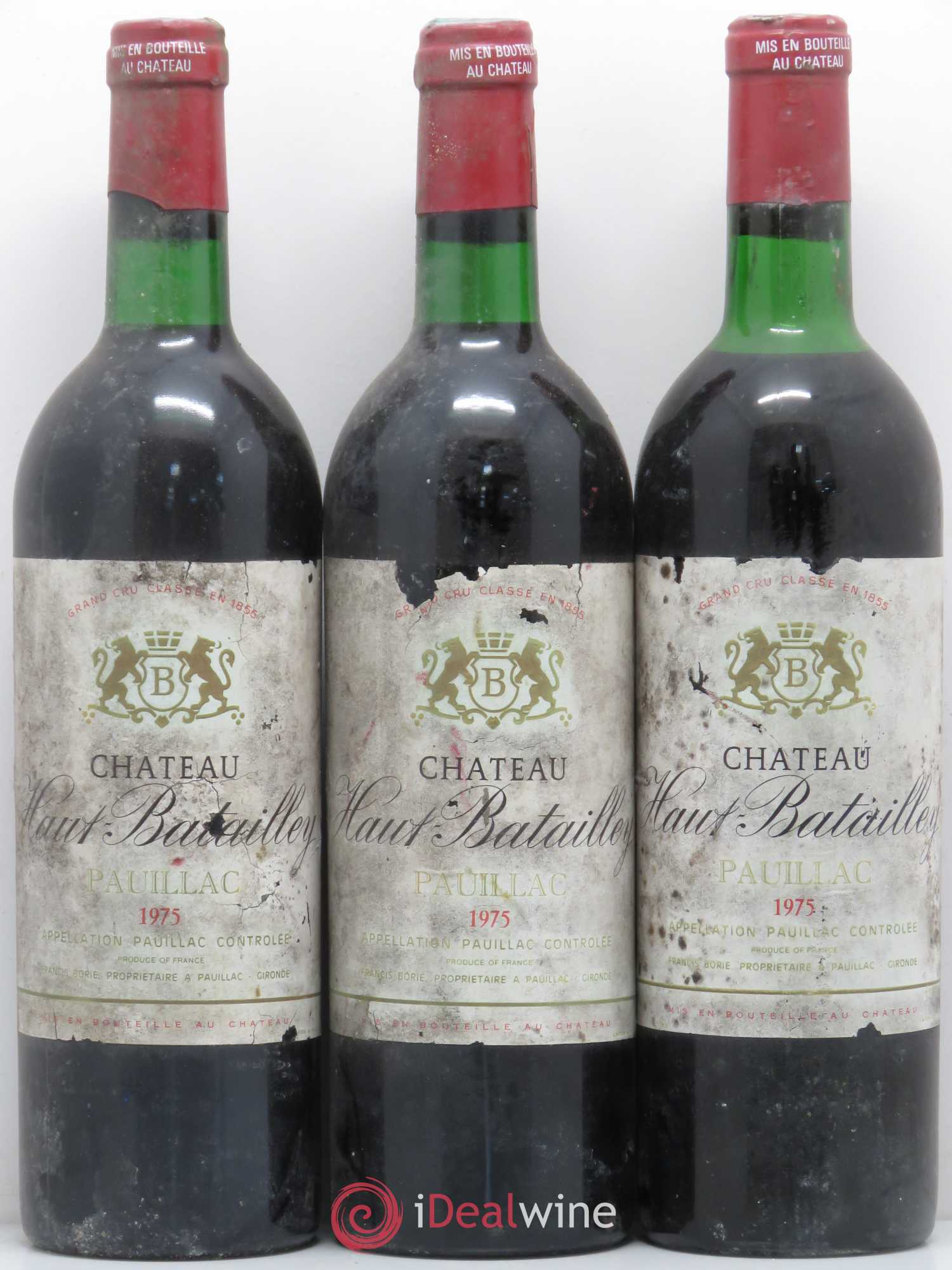 Château Haut Batailley 5ème Grand Cru Classé 1975 - Lot de 3 bouteilles - 0