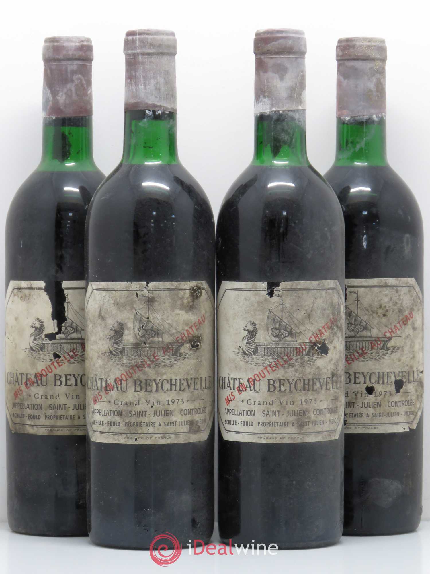Château Beychevelle 4ème Grand Cru Classé 1973 - Lot de 4 bouteilles - 0