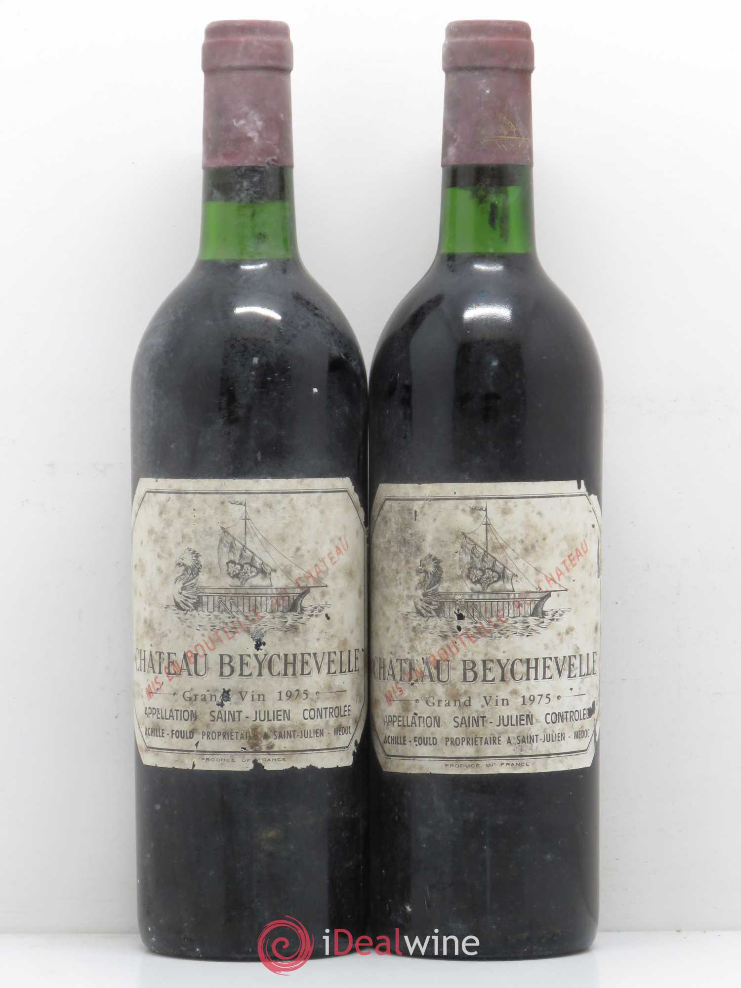 Château Beychevelle 4ème Grand Cru Classé 1975 - Lot de 2 bouteilles - 0