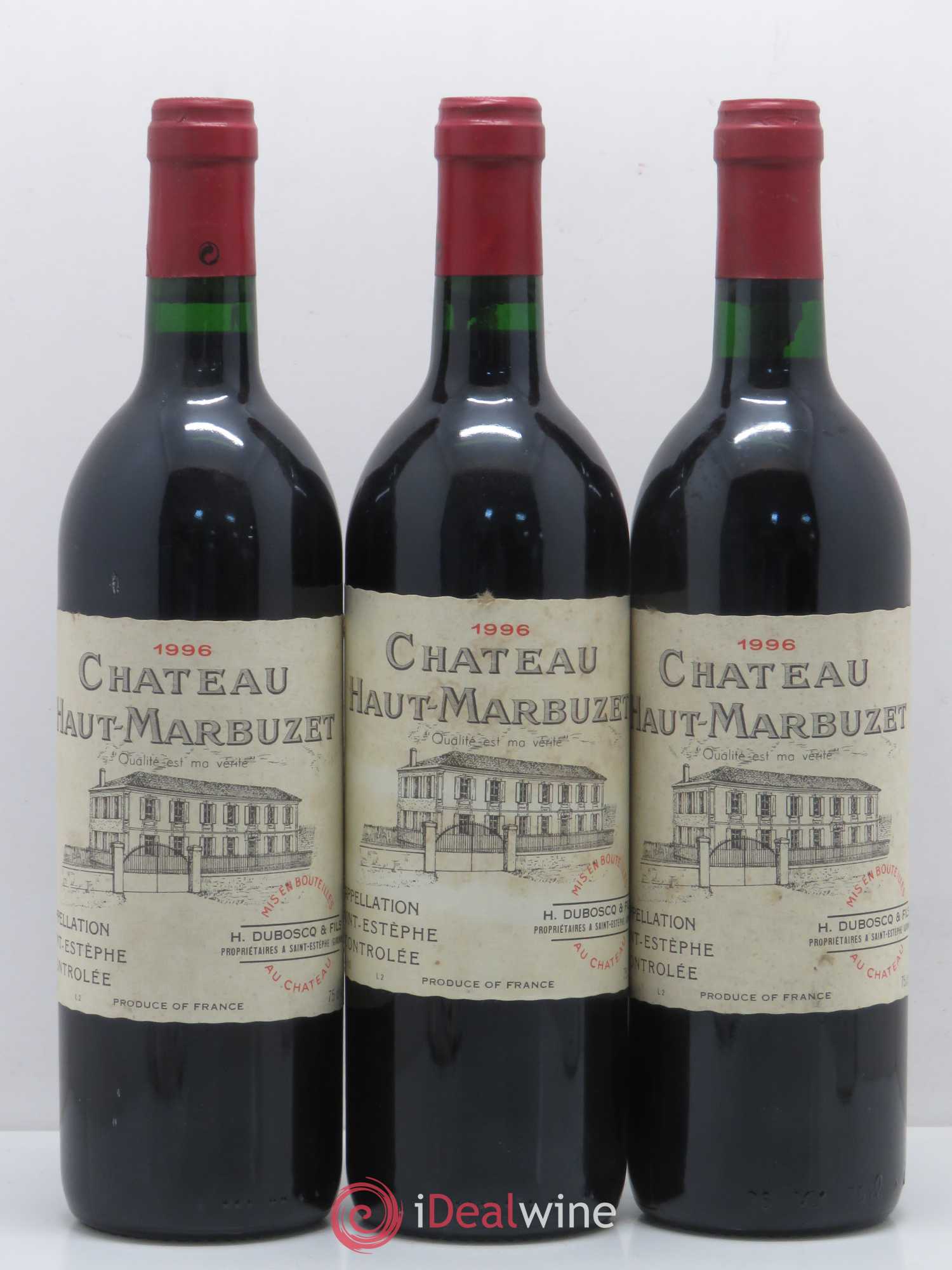 Château Haut Marbuzet 1996 - Lot de 3 bouteilles - 0