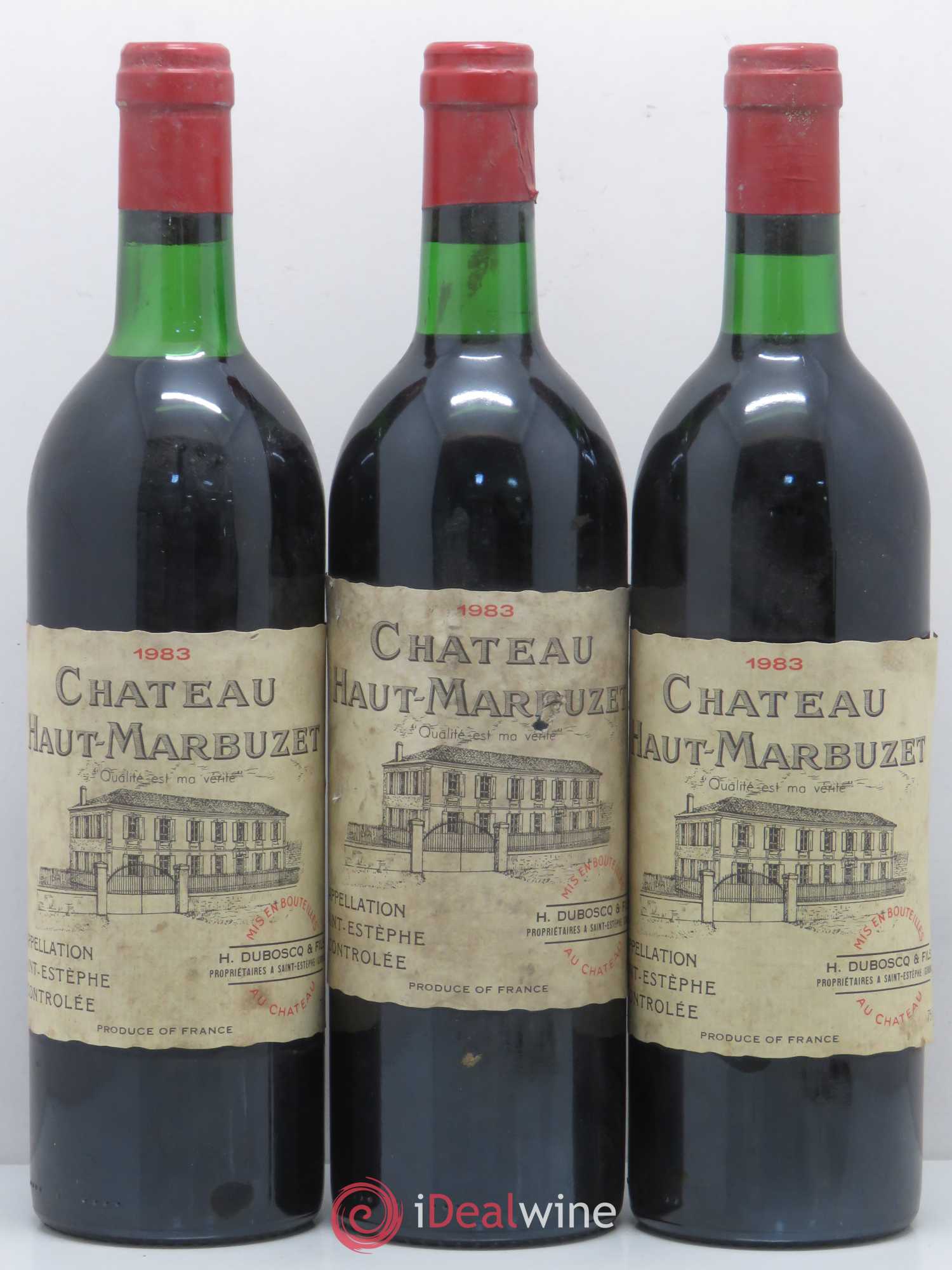 Château Haut Marbuzet 1983 - Lot de 3 bouteilles - 0