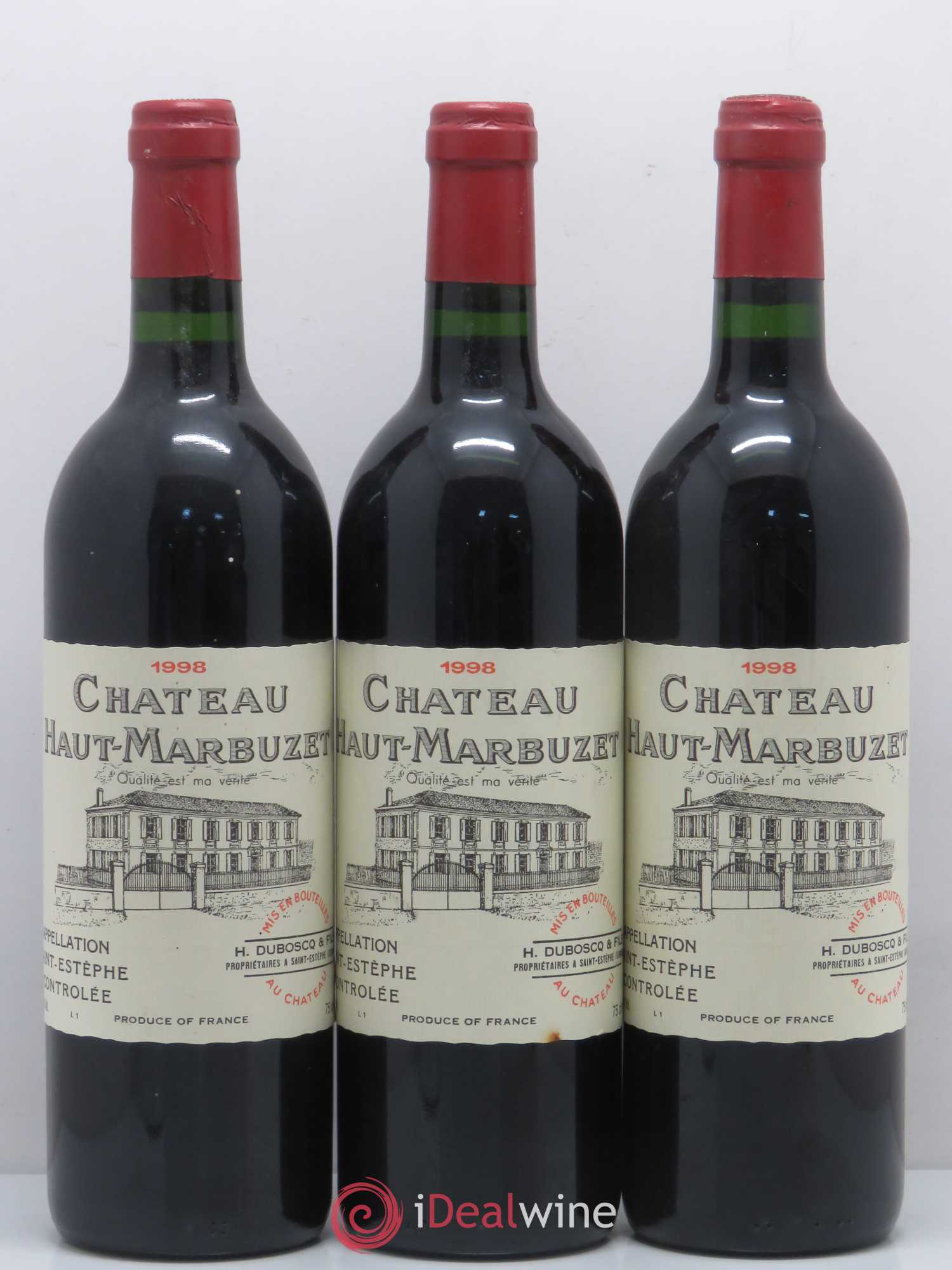 Château Haut Marbuzet 1998 - Lot de 3 bouteilles - 0
