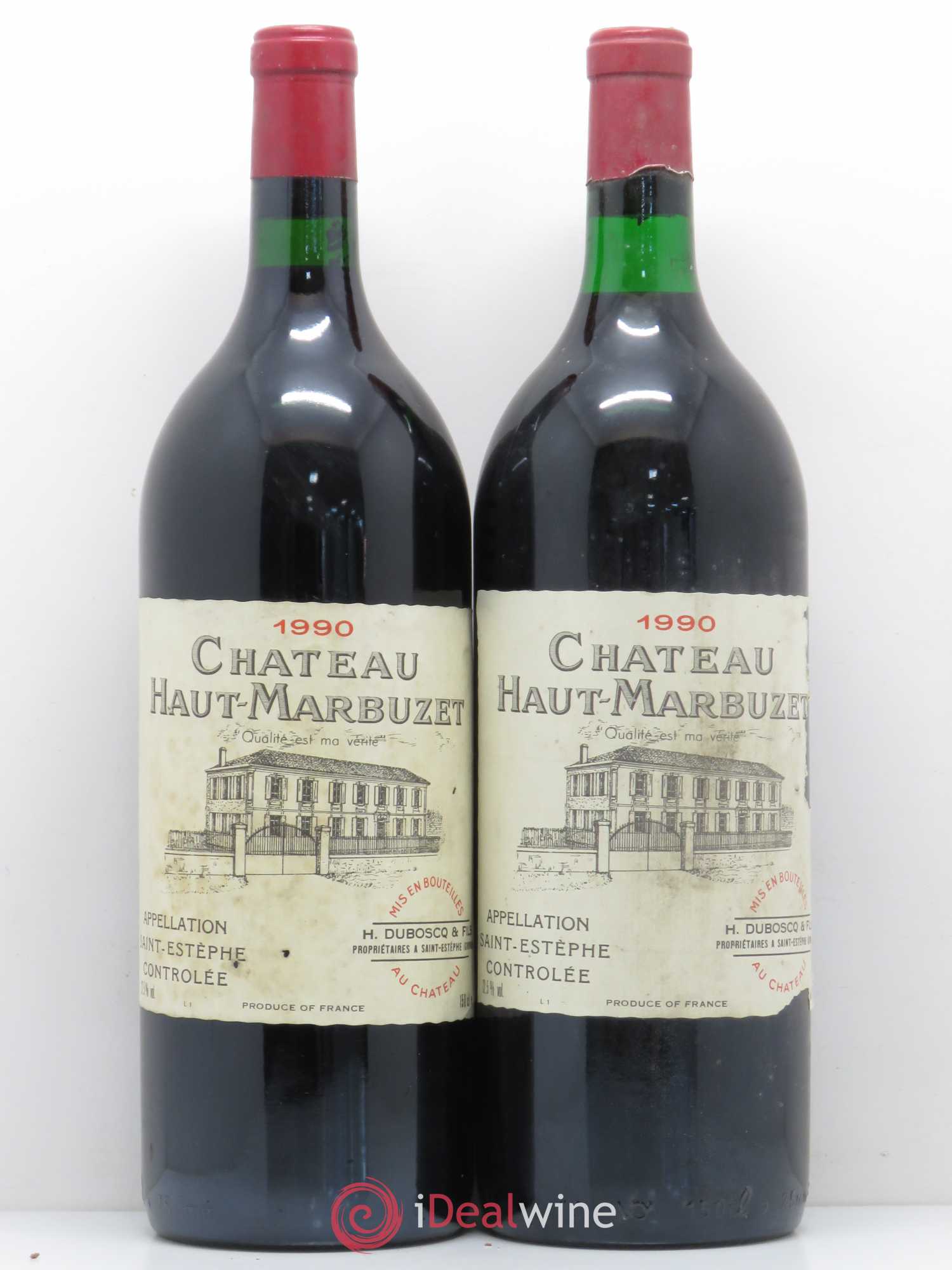 Château Haut Marbuzet 1990 - Lot de 2 magnums - 0