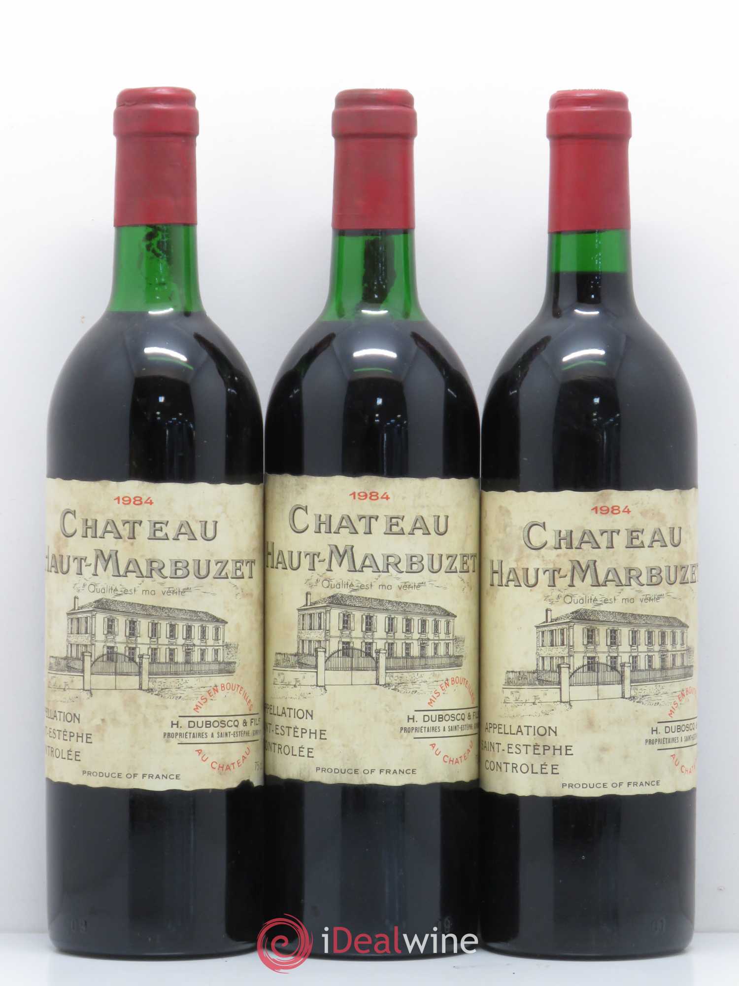 Château Haut Marbuzet 1984 - Lot de 3 bouteilles - 0