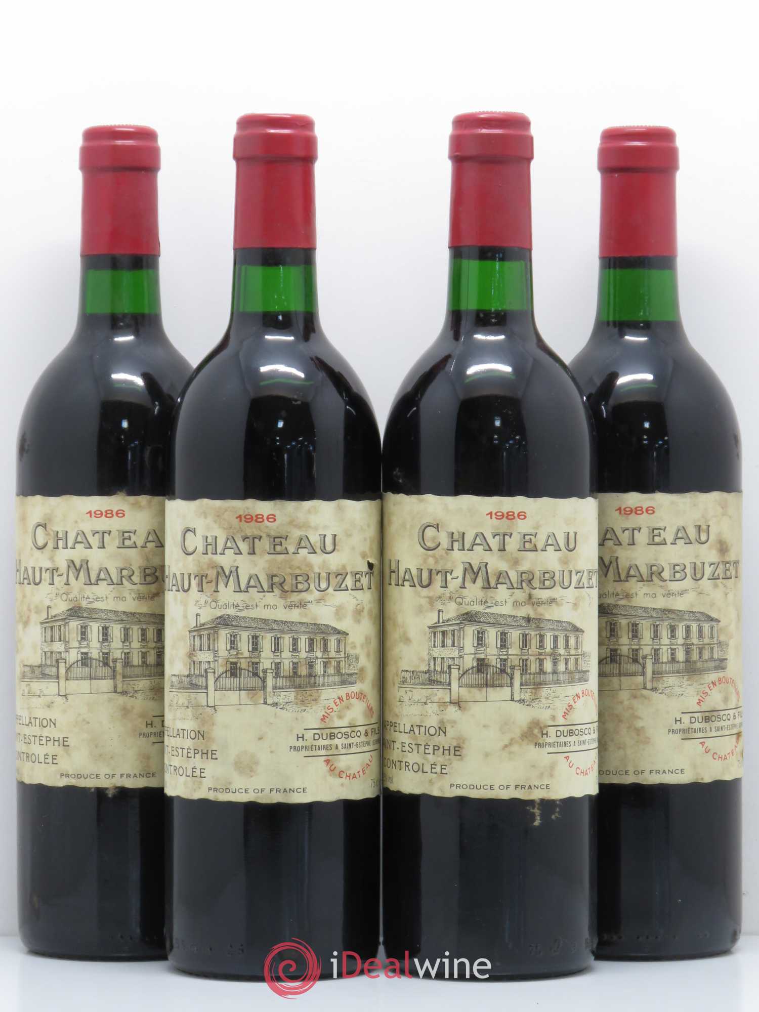 Château Haut Marbuzet 1986 - Lot de 4 bouteilles - 0