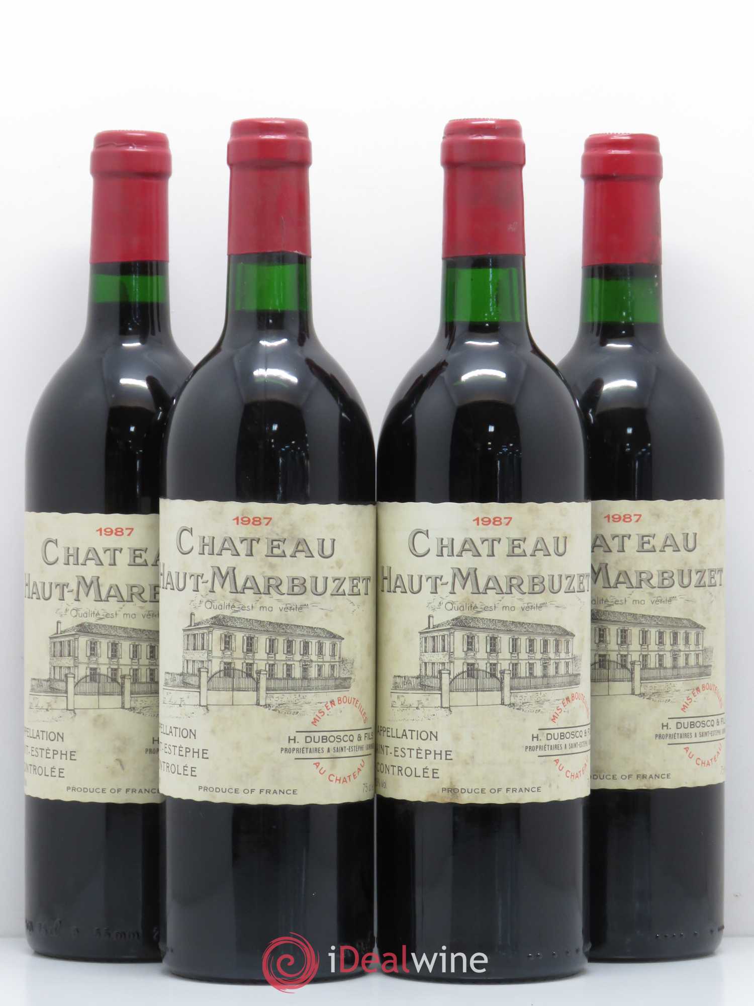 Château Haut Marbuzet 1987 - Lot de 4 bouteilles - 0