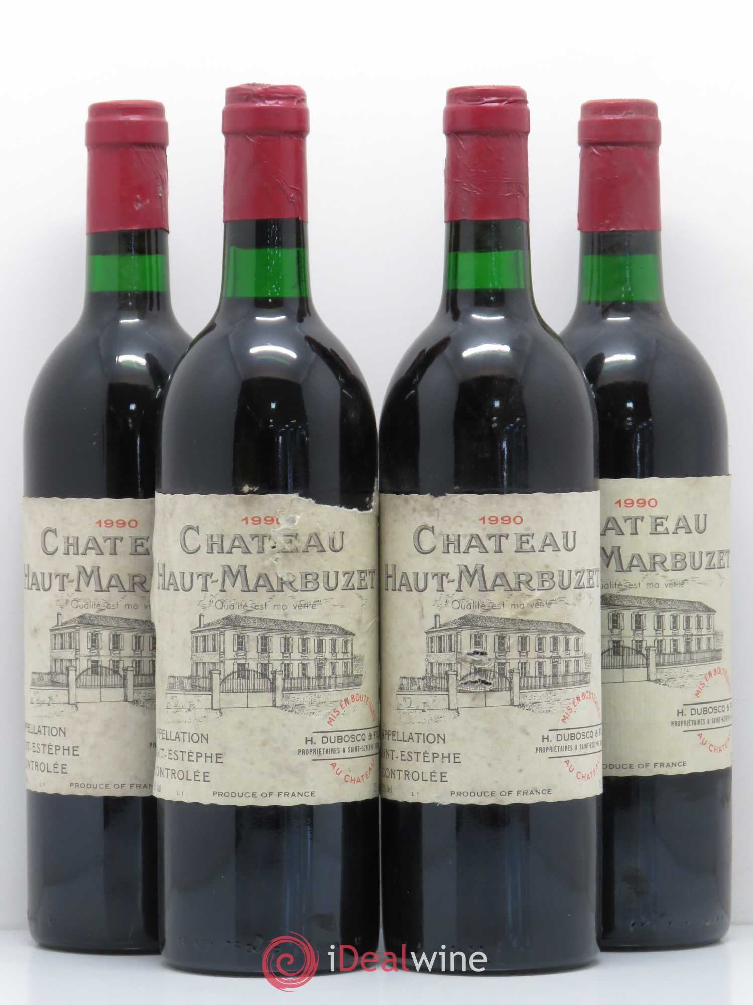 Château Haut Marbuzet 1990 - Lot de 4 bouteilles - 0
