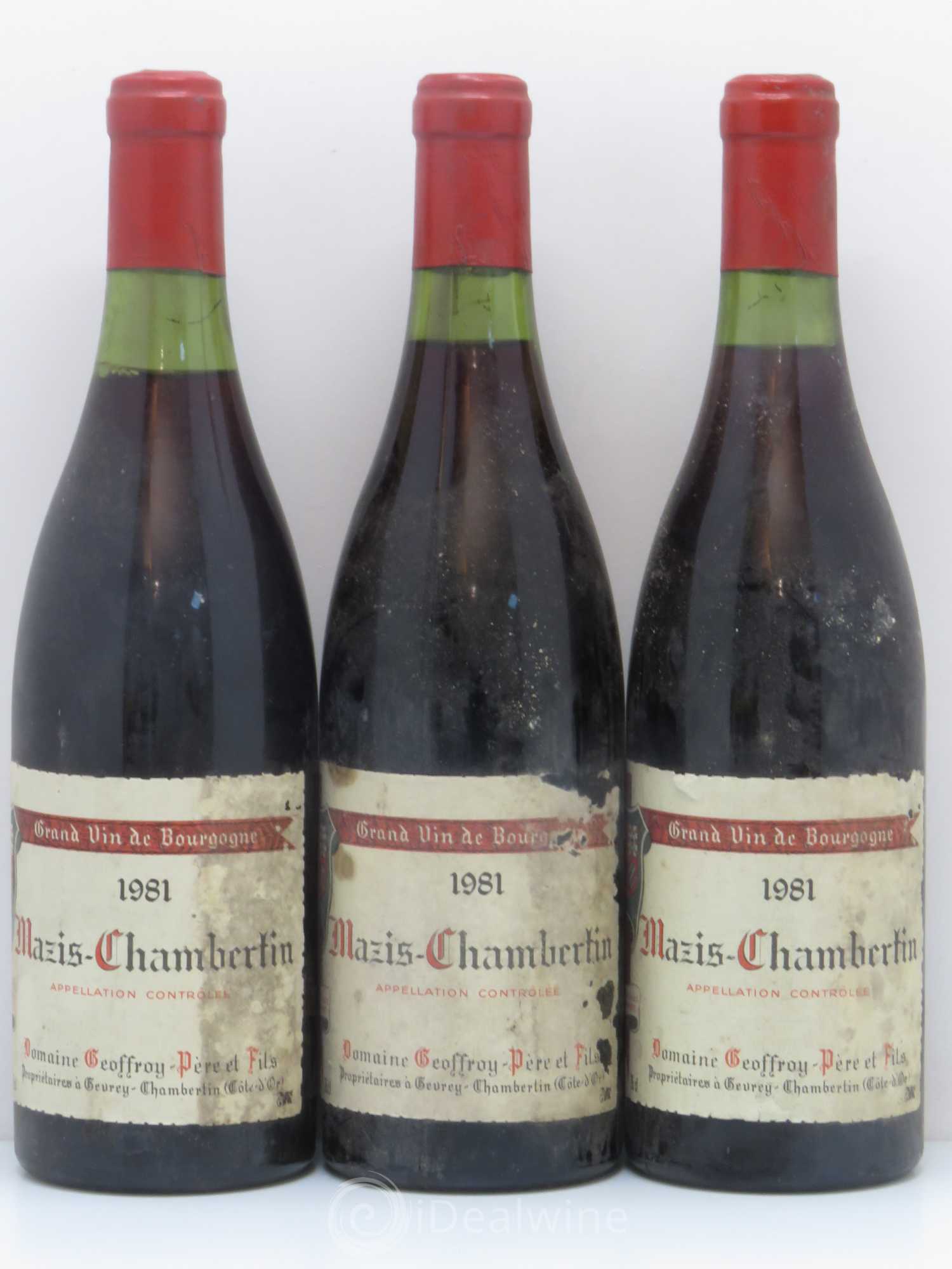 Mazis-Chambertin Grand Cru Domaine Geoffroy 1981 - Lot de 3 bouteilles - 0