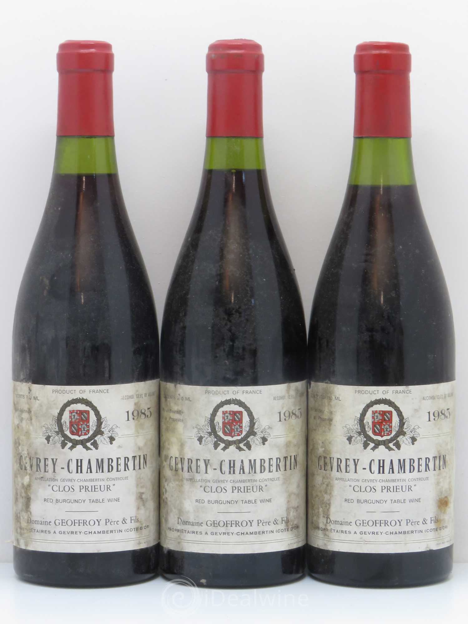 Gevrey-Chambertin 1er Cru Clos Prieur Domaine Geoffroy 1985 - Posten von 3 Flaschen - 0