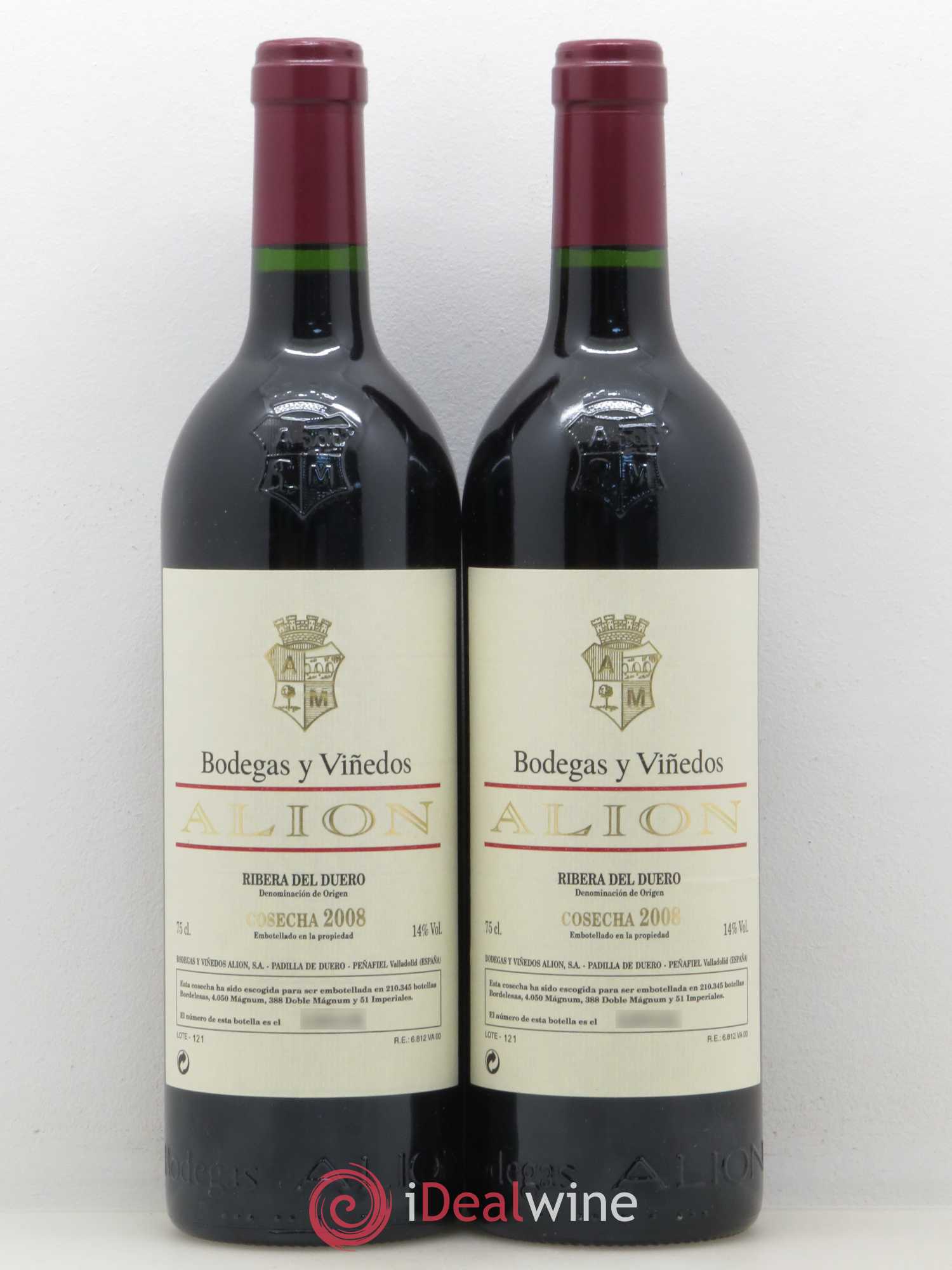 Ribera Del Duero DO Vega Sicilia Alion Famille Alvarez 2008 - Lot de 2 bouteilles - 0