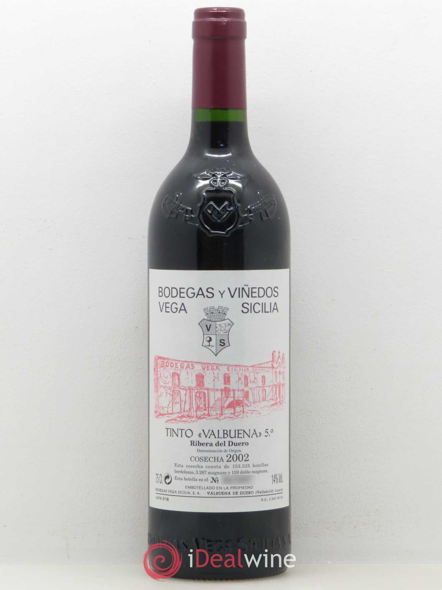 Ribera Del Duero DO Vega Sicilia Valbuena 5 ano Famille Alvarez 2002 - Lot de 1 bouteille - 0